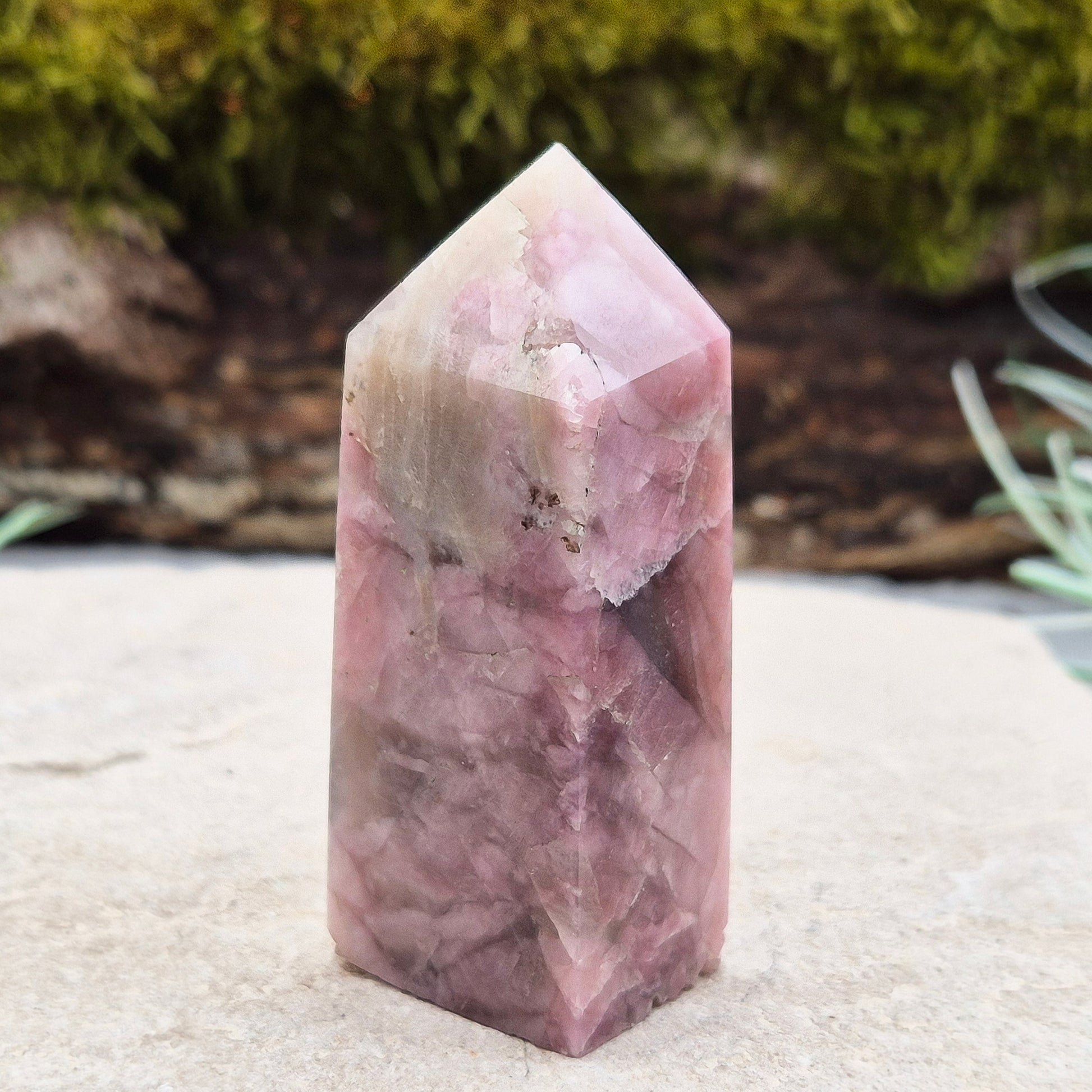 Pink Tourmaline in Quartz Crystal Point

This polished crystal tower features the soft, rosy tones of Pink Tourmaline set within the clarity of Quartz—a beautiful combination known for its soothing and supportive energy. The pointed shape helps focus and direct energy, making it a versatile and uplifting piece.