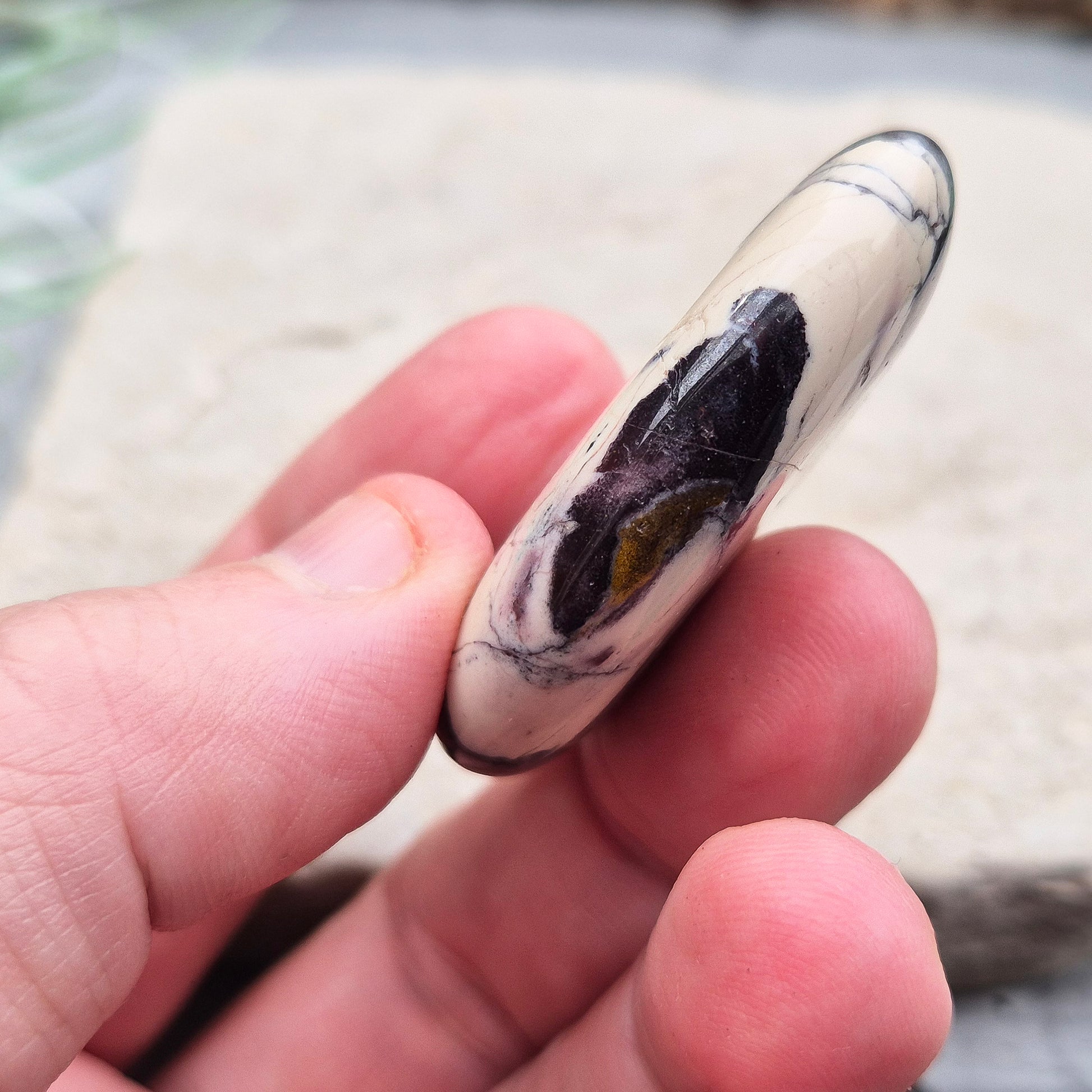 Porcelain Jasper Crystal Palm Stone, Madagascar. Sometimes known as "Exotica Jasper," is a type of jasper characterized by its striking colours and patterns. 