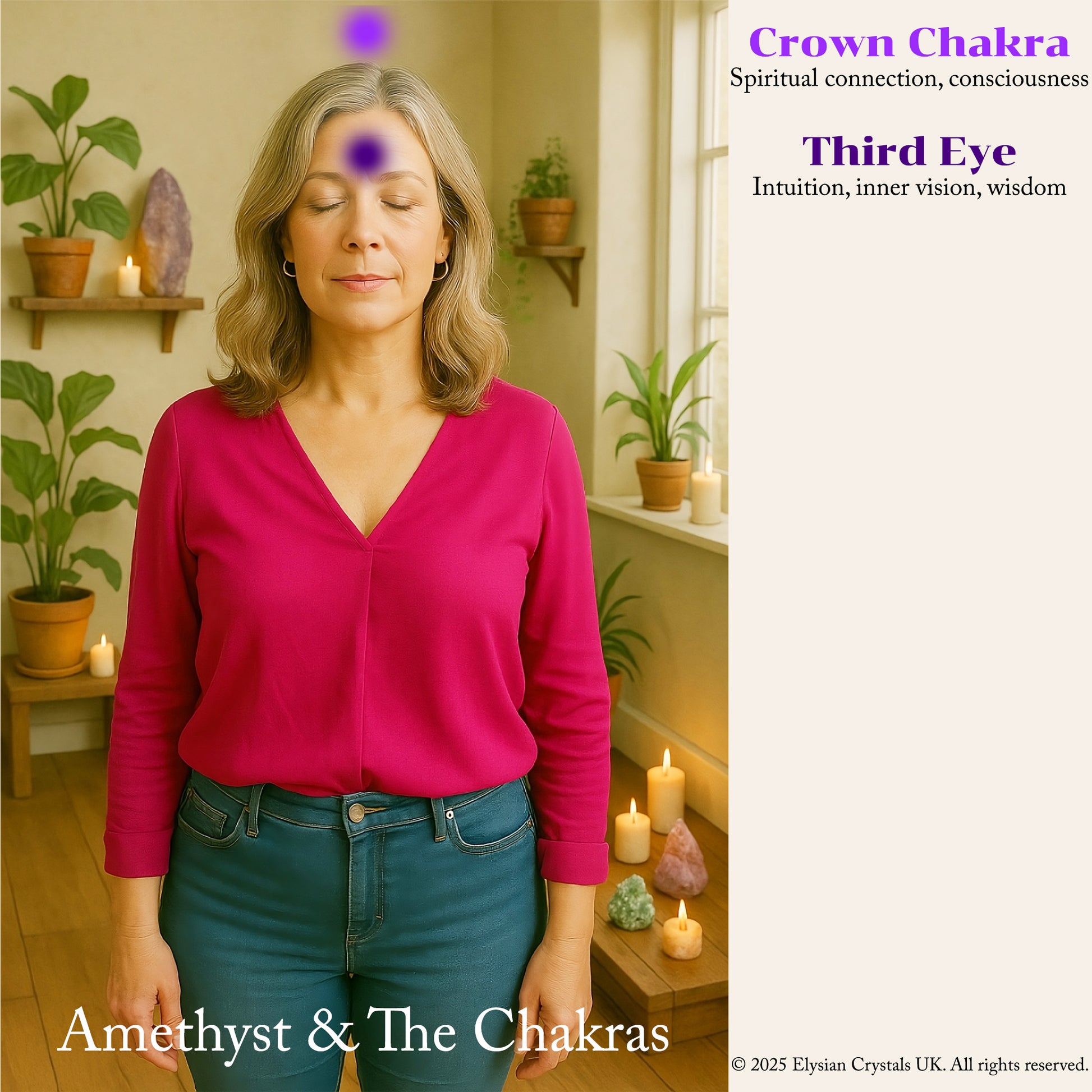 Brazilian Amethyst Point. Deep dark purple with a polished tip and natural body. Also known as "Amethyst Teeth" or "Amethyst Root."