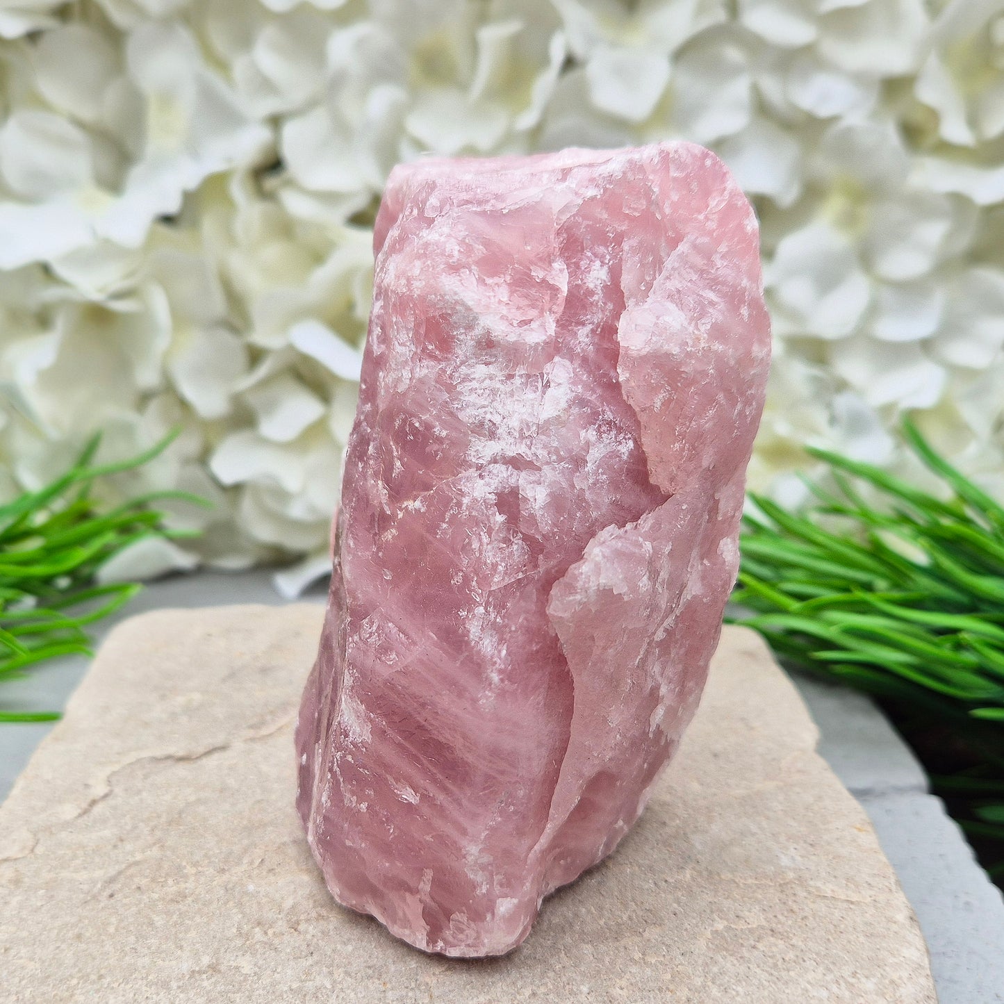 Natural Rose Quartz Crystal from Namibia. This lovely natural Rose Quartz from Namibia features a beautiful rose-pink colouring and can stand upright on an even surface. 