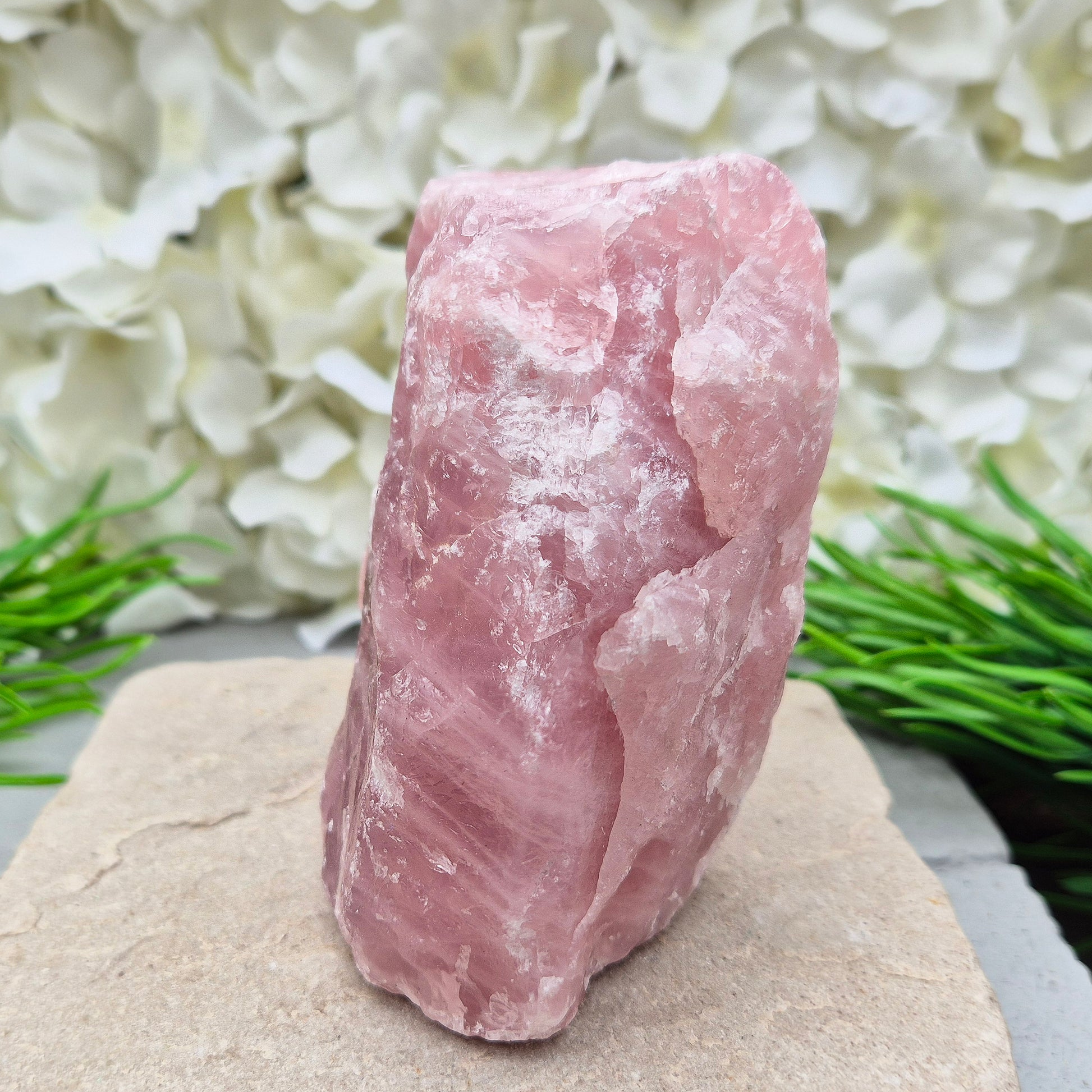 Natural Rose Quartz Crystal from Namibia. This lovely natural Rose Quartz from Namibia features a beautiful rose-pink colouring and can stand upright on an even surface. 