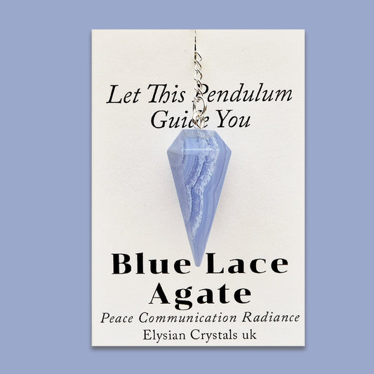 Blue Lace Agate Crystal Pendulum | Calming | Meditation, Energy Work, and Dowsing Tool