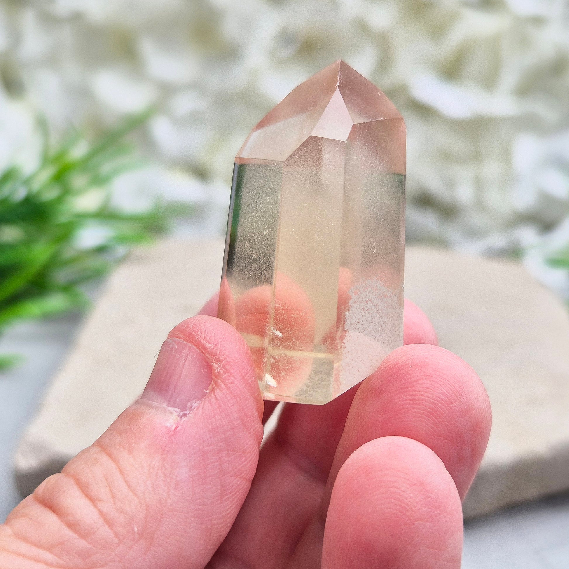 This small, striking pale honey Citrine point is completely natural (not heat-treated) and has been polished to reveal its subtle phantom inclusions – layered growth lines formed over time 