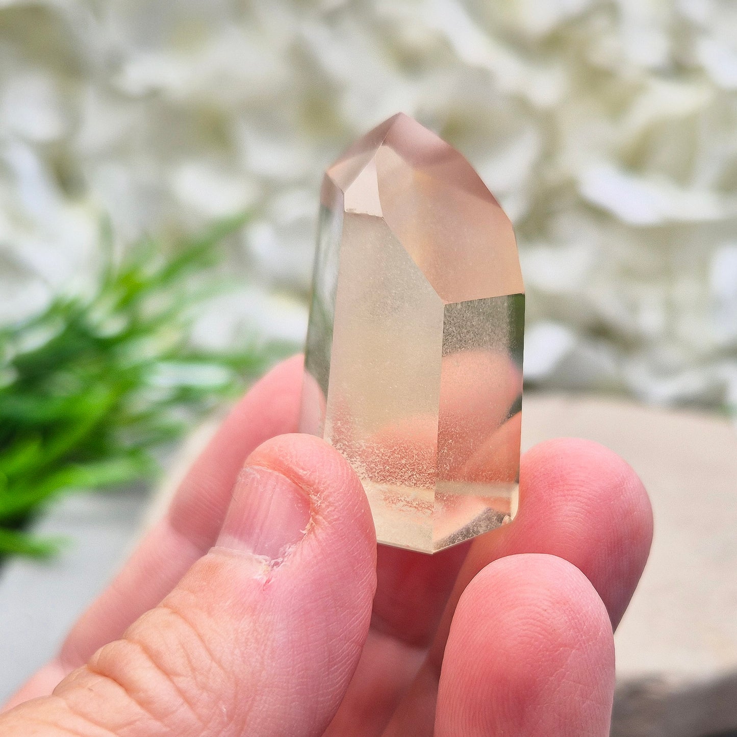 This small, striking pale honey Citrine point is completely natural (not heat-treated) and has been polished to reveal its subtle phantom inclusions – layered growth lines formed over time 