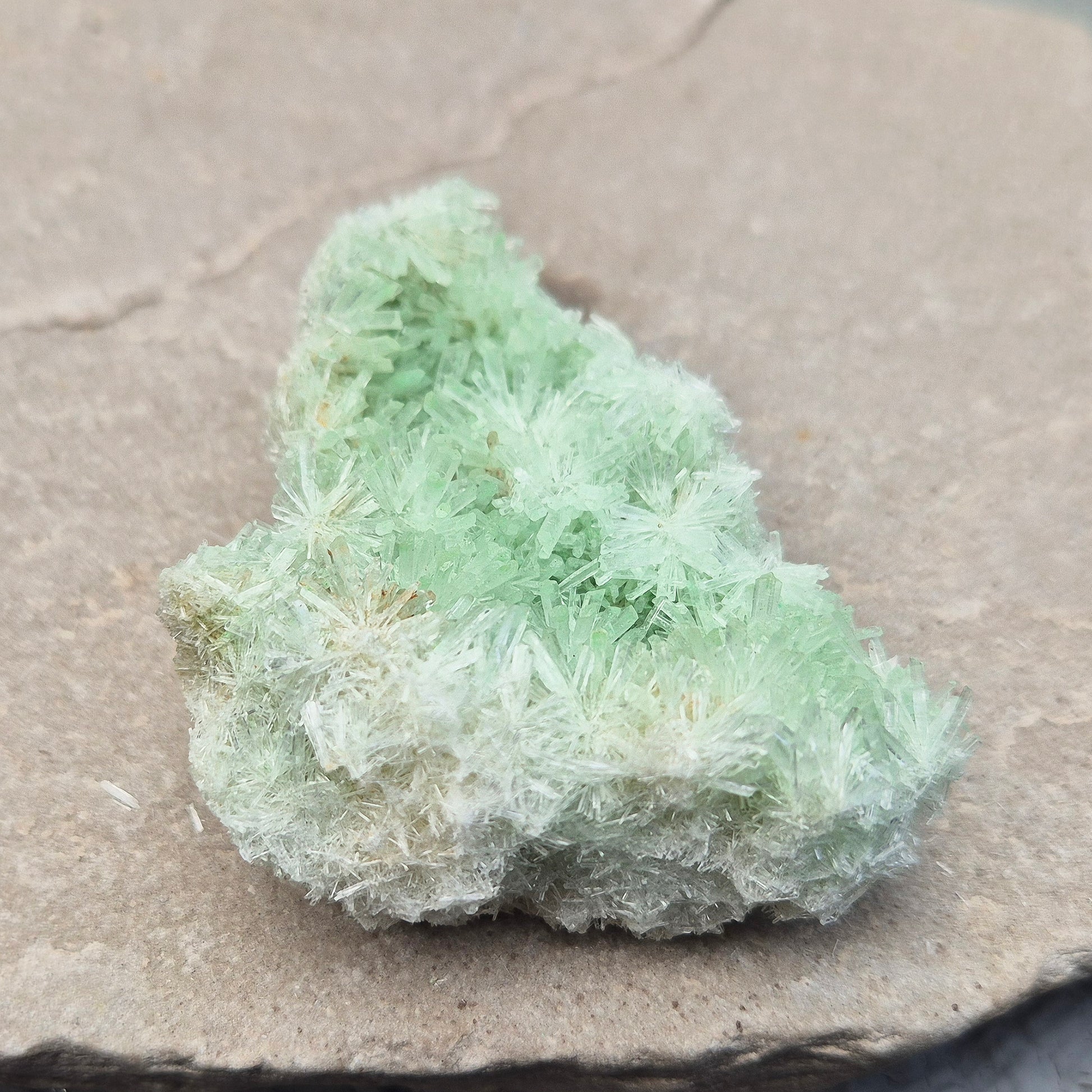 Rare Green Gypsum clusters from Southern Australia. Gentle energy for emotional healing, calm, and kindness. Perfect for meditation and quiet moments.