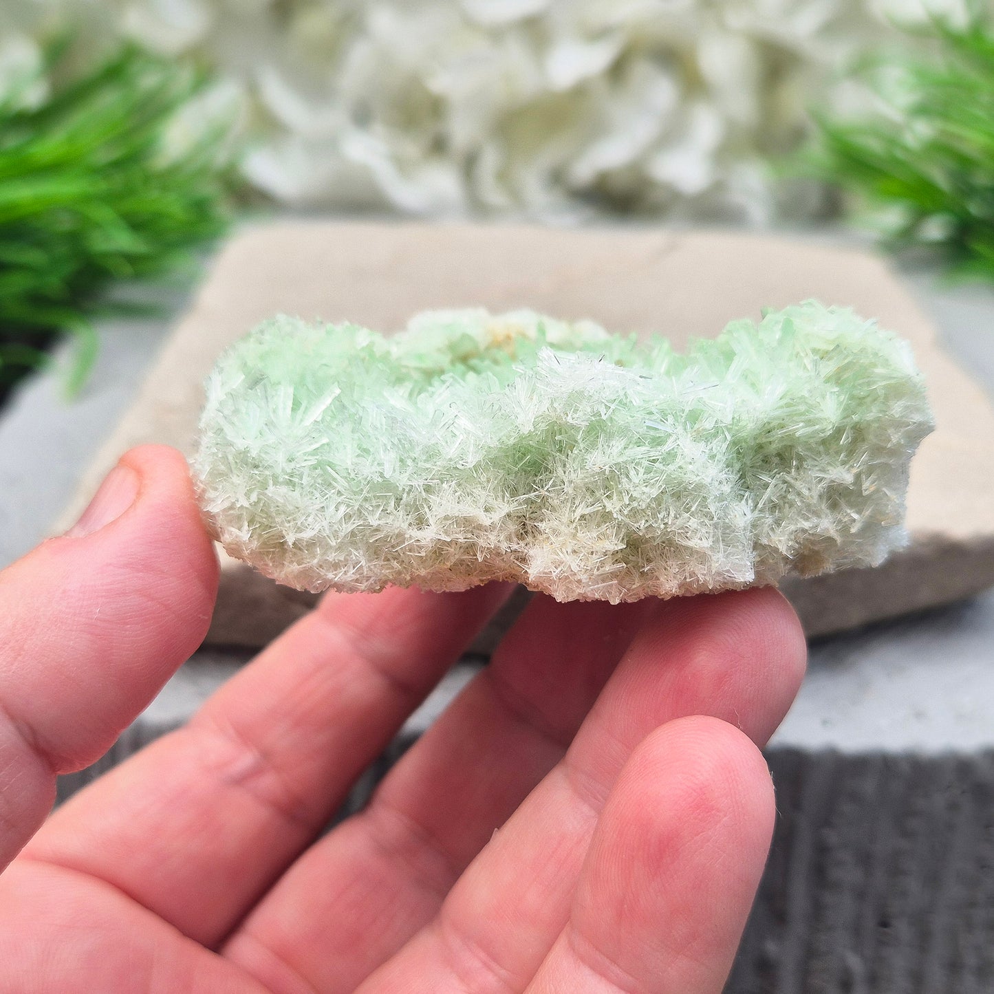 Rare Green Gypsum clusters from Southern Australia. Gentle energy for emotional healing, calm, and kindness. Perfect for meditation and quiet moments.