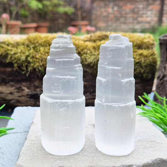 This beautiful white Selenite crystal "mountain" from Morocco is, in my opinion, one of the most essential crystals to have in any collection. I use these after energetically cleansing a room to help maintain that clean, calm atmosphere. 