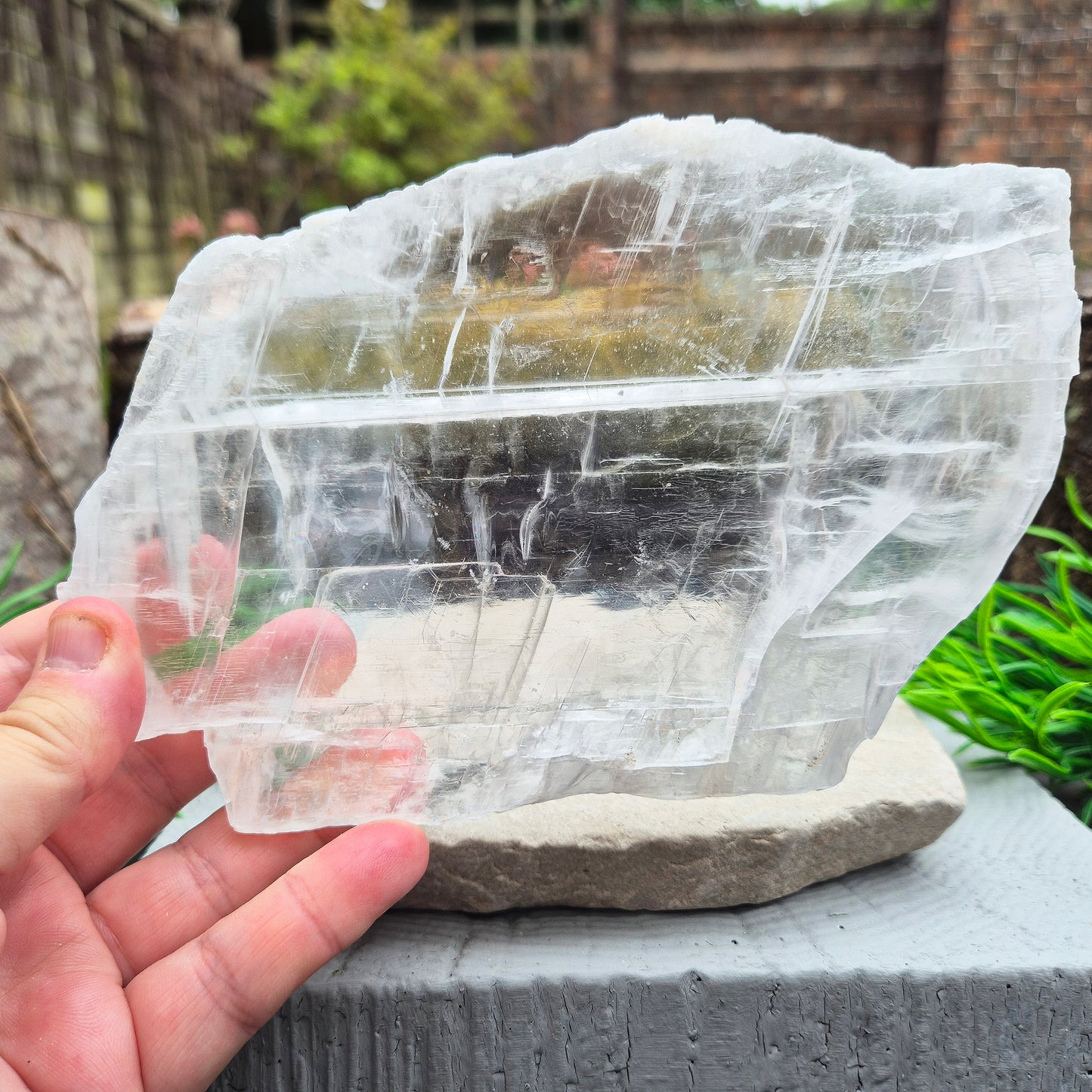 This striking Selenite Window — also known as Utah Ice — comes directly from the Glitter Mountain site near the Utah-Arizona border. It’s a true collector’s piece, naturally smooth with a glossy, high-lustre finish and exceptional internal clarity. 