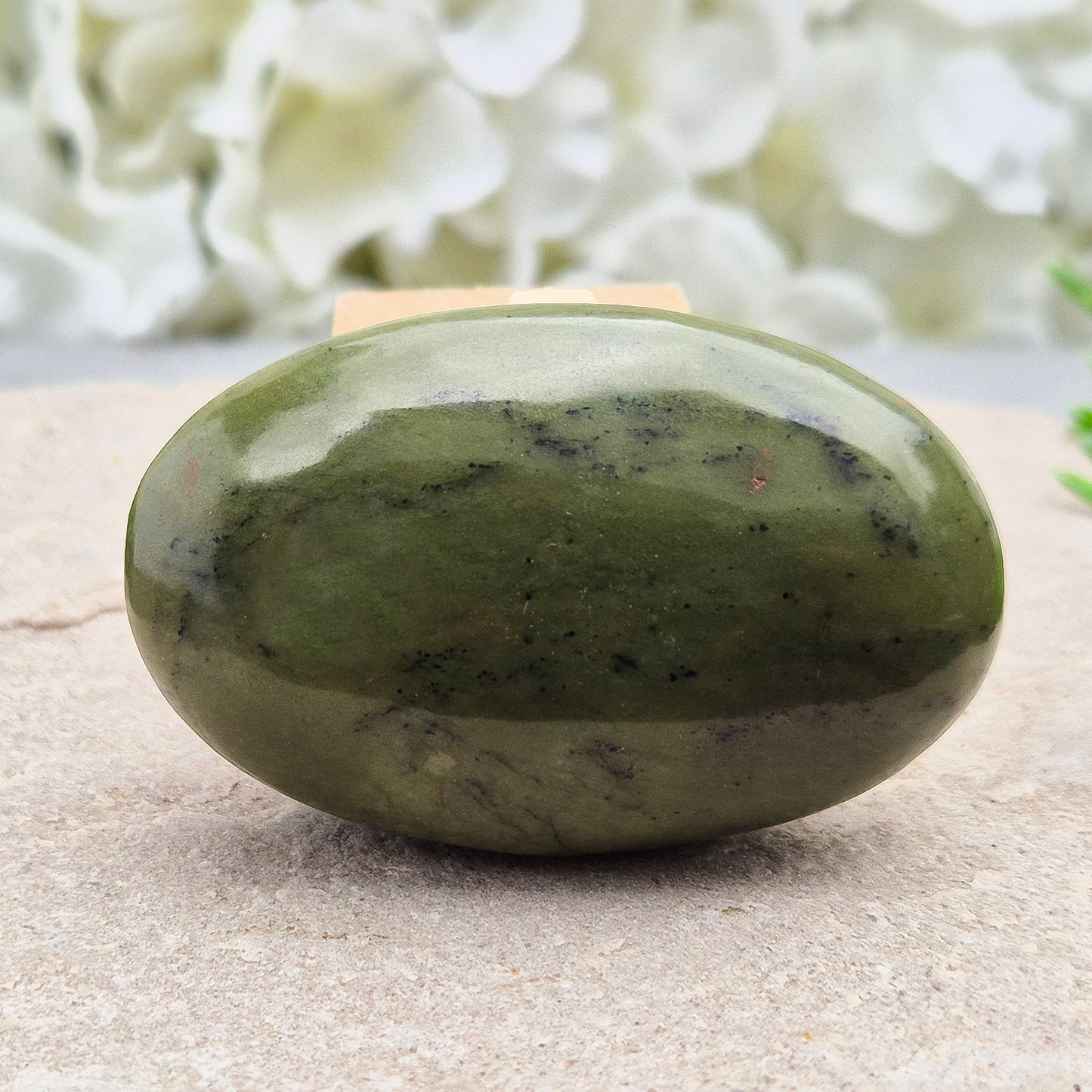 Nephrite Jade Crystal Palm Stone | Have with you when working on emotional balance or personal growth | Spiritual Gift