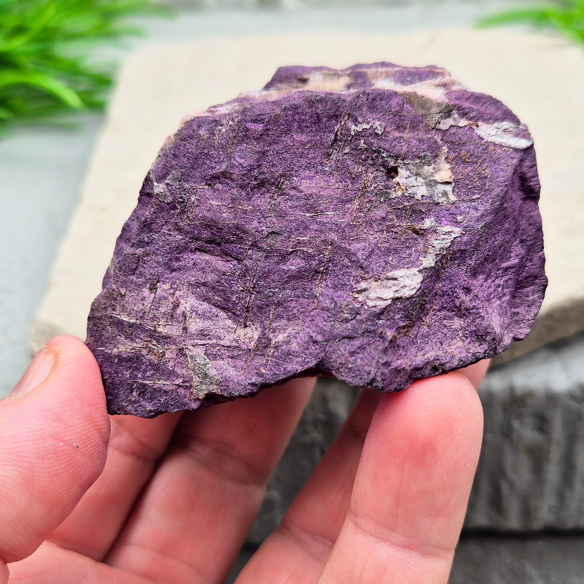 This is a natural unpolished piece of beautiful Purpurite. Purpurite has a violet-plum hue and a soft matte finish. Purpurite doesn’t hold back — it helps you see things more clearly, speak your truth, and make choices that feel right deep down.