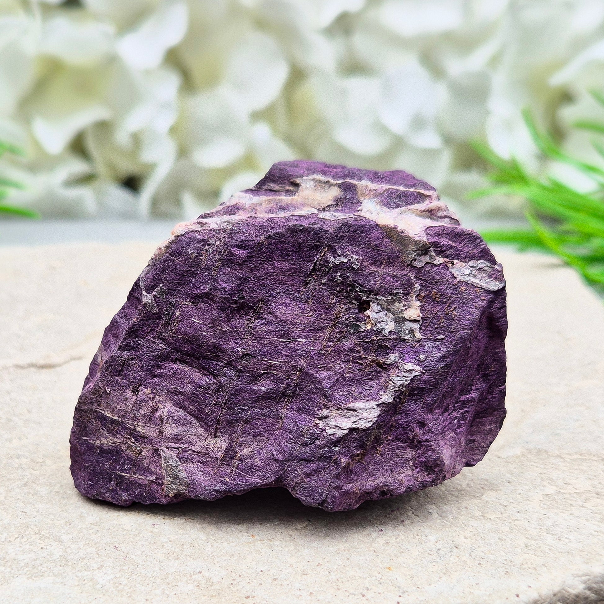 This is a natural unpolished piece of beautiful Purpurite. Purpurite has a violet-plum hue and a soft matte finish. Purpurite doesn’t hold back — it helps you see things more clearly, speak your truth, and make choices that feel right deep down.