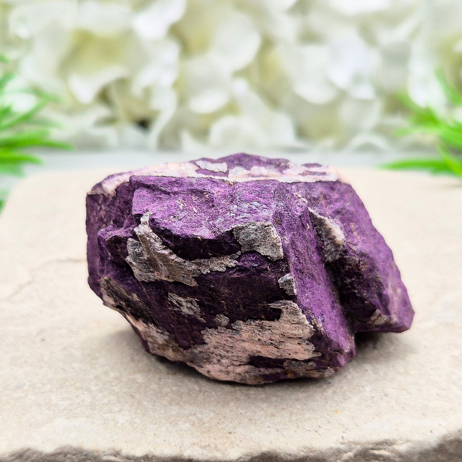 This is a natural unpolished piece of beautiful Purpurite. Purpurite has a violet-plum hue and a soft matte finish. Purpurite doesn’t hold back — it helps you see things more clearly, speak your truth, and make choices that feel right deep down.