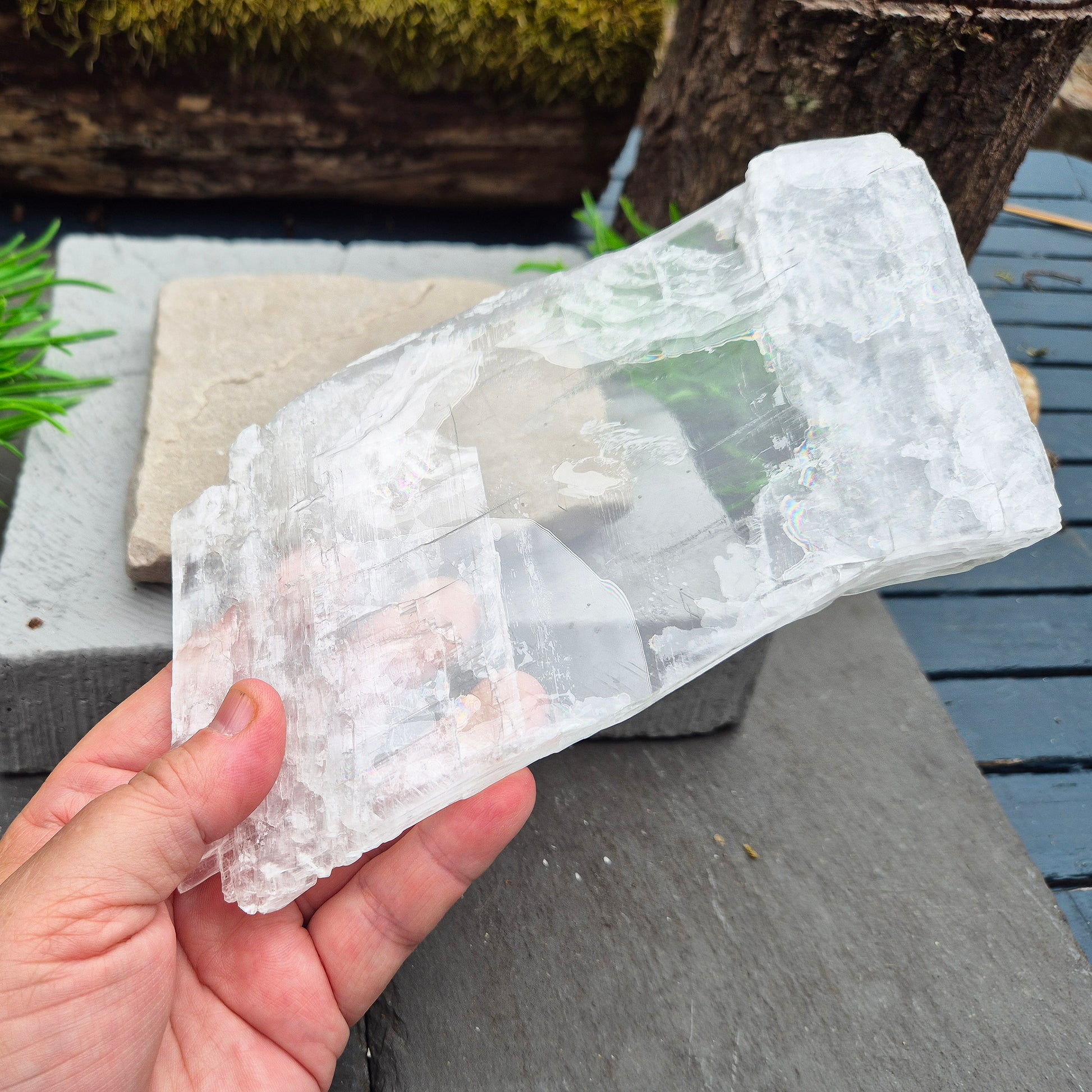 This striking Selenite Window, also known as “Utah Ice,” comes directly from the Glitter Mountain site on the Utah-Arizona border. 