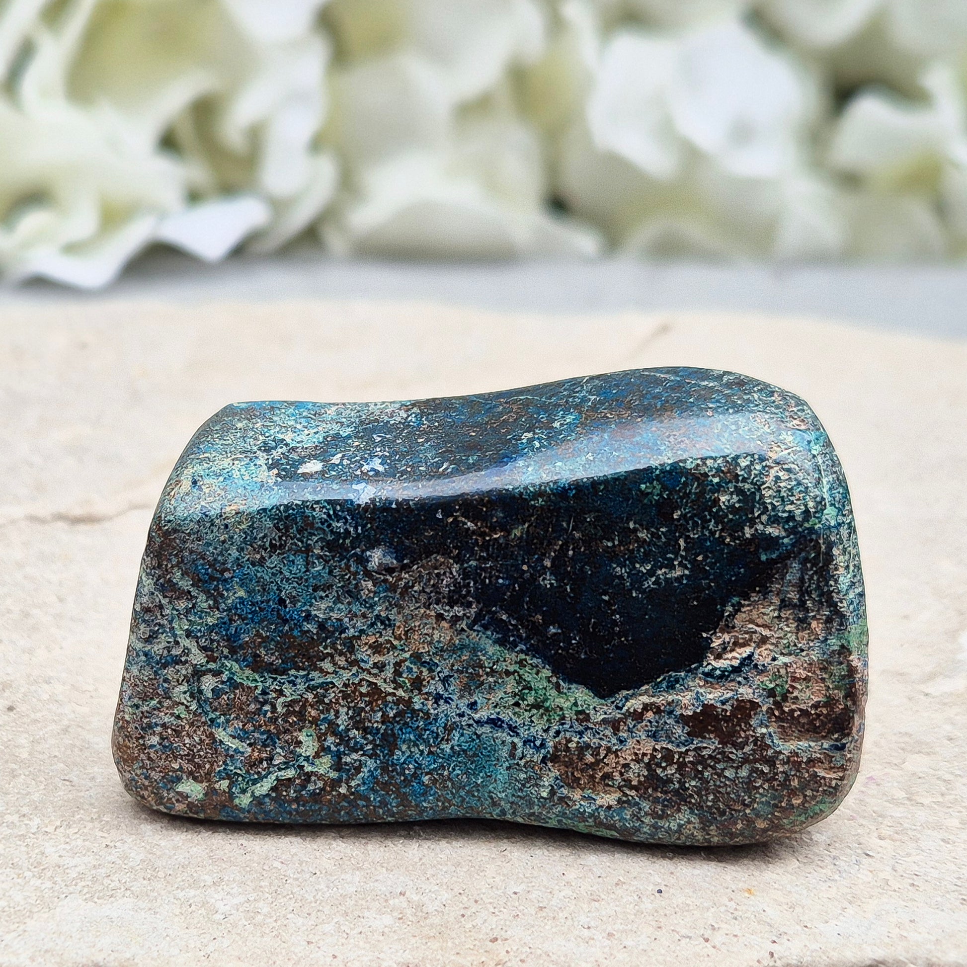 Shattuckite in Chrysocolla &amp; Cuprite Matrix (Polished). A blend of earthy red and turquoise green and blue, this stone carries the energetic depth of copper-rich minerals working in harmony. 