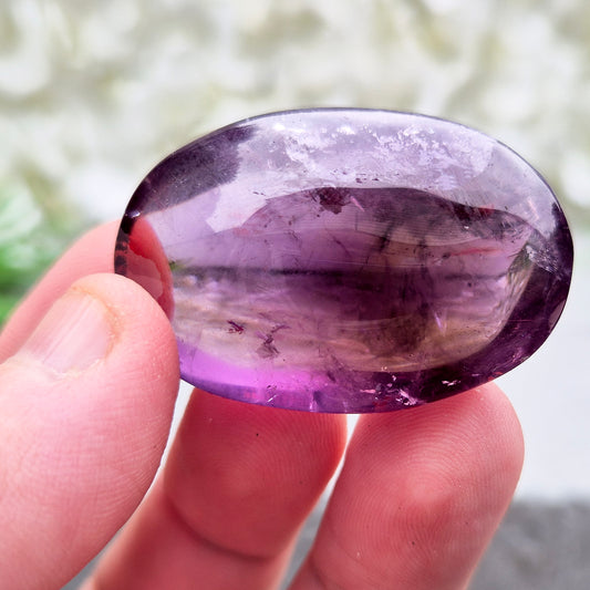This polished Amethyst Crystal Palm Stone has a rich, smoky purple colour that’s comforting to hold. It helps you feel grounded, peaceful, and centred, offering support for emotional balance and spiritual connection.