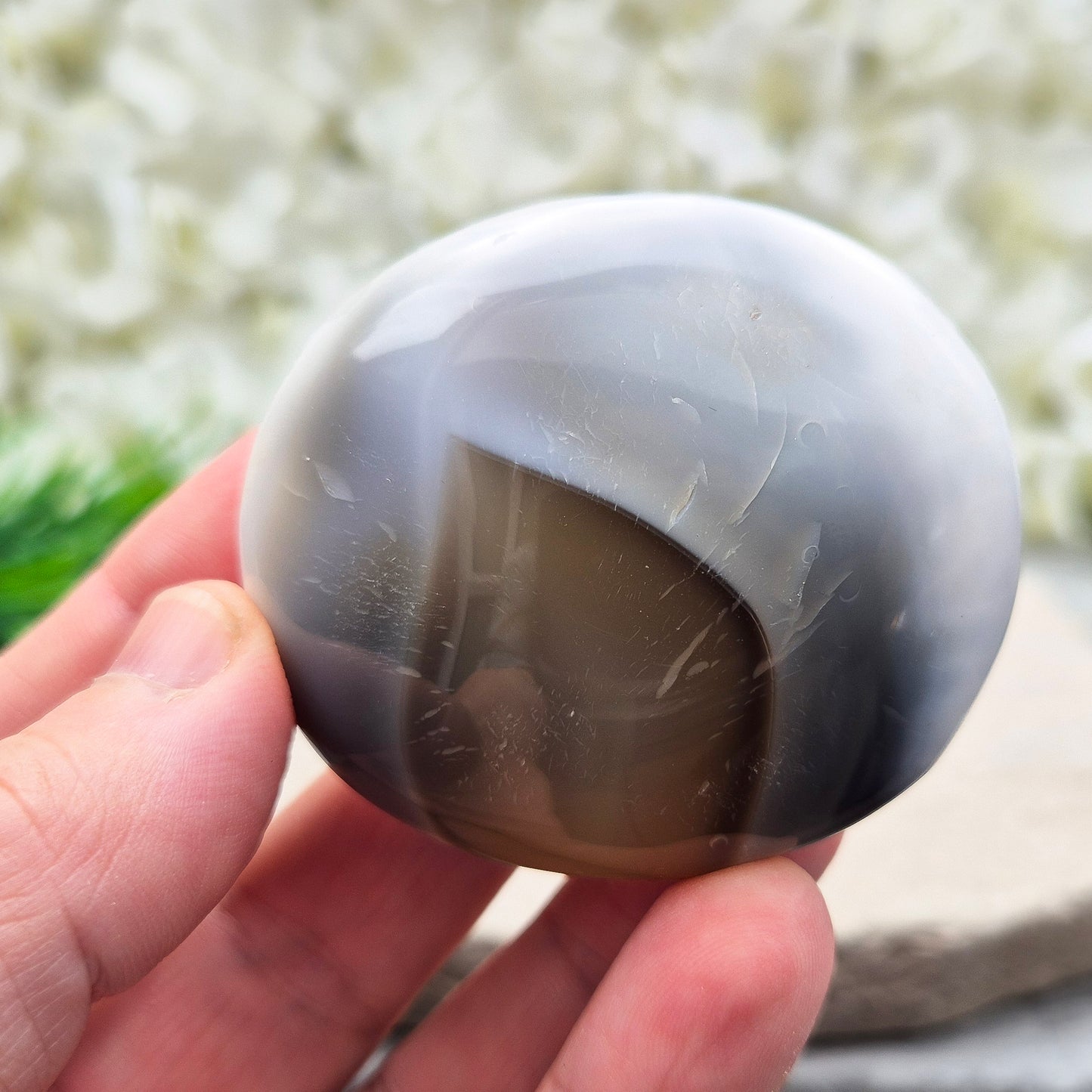 Grey Agate Crystal Pebble, Orca Agate | Carry With You | Meditate With It | Spiritual Gemstone Gift