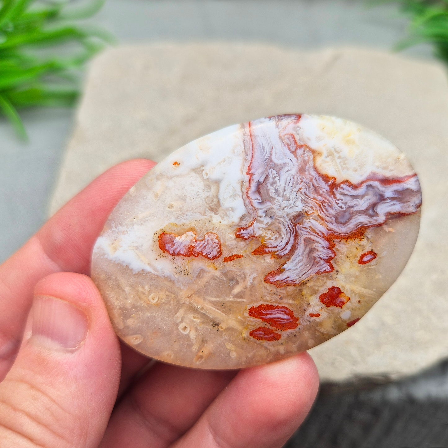 Moroccan Agate Palm Stone | Root & Sacral Chakra Stone supporting Focus and Protection | Carry With You