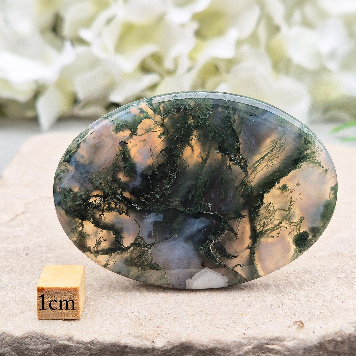 Moss Agate Palm Stone, Pocket Crystal, Carry With You or in Your Bag