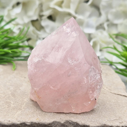 Rose Quartz Crystal, Part Polished, Part Natural, Self Standing Home Decor Display Gemstone