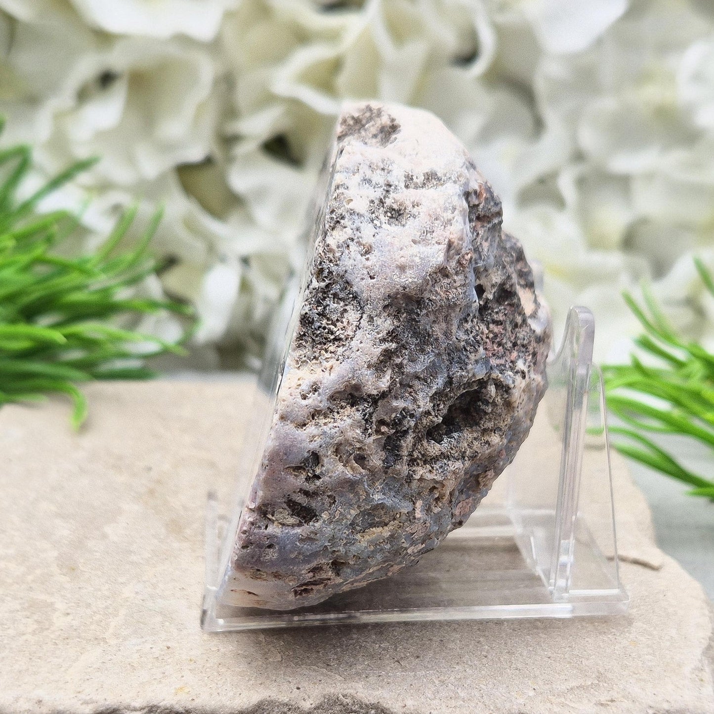 Dugway Agate Half Geode – USA, with Stand Included | Crystal Collectors Display Piece