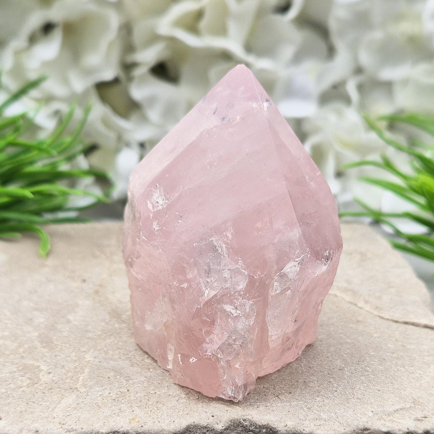 Rose Quartz Crystal, Part Polished, Part Natural, Self Standing Home Decor Display Gemstone