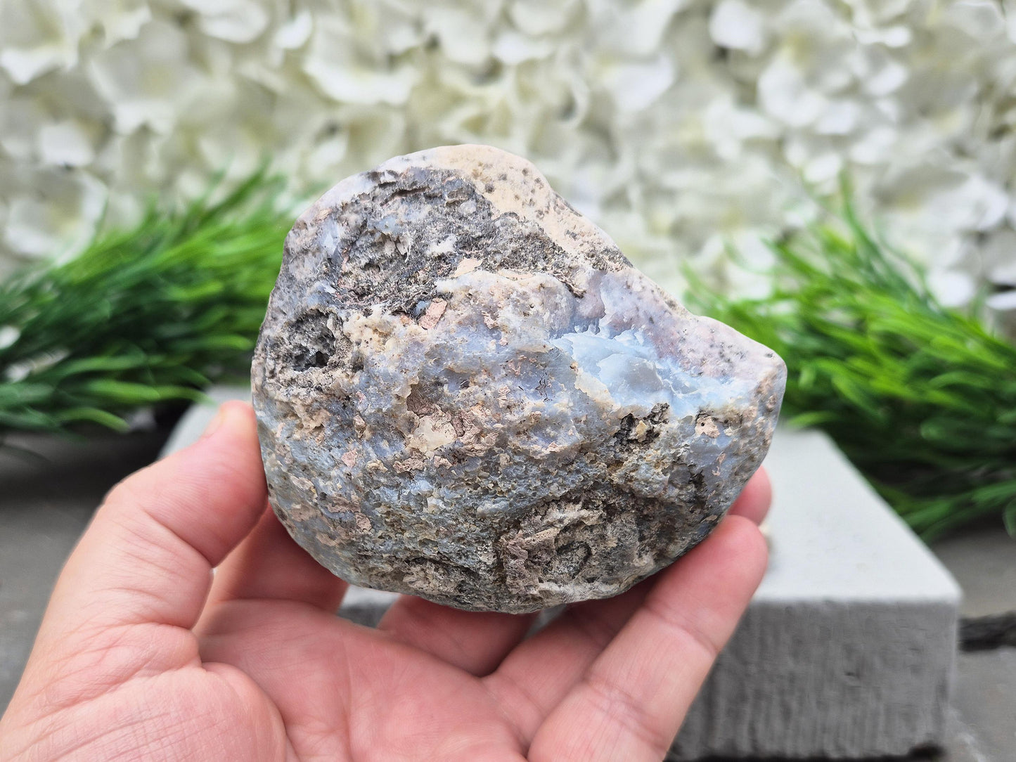 Dugway Agate Half Geode – USA, with Stand Included | Crystal Collectors Display Piece