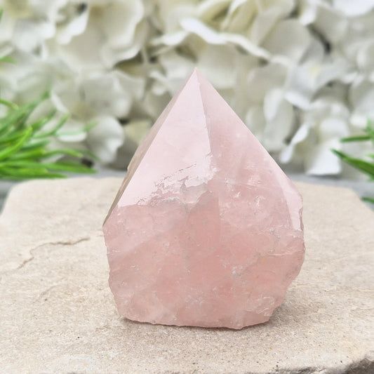 Rose Quartz Crystal - Standing Point, Display in Home, Office or Sacred Space