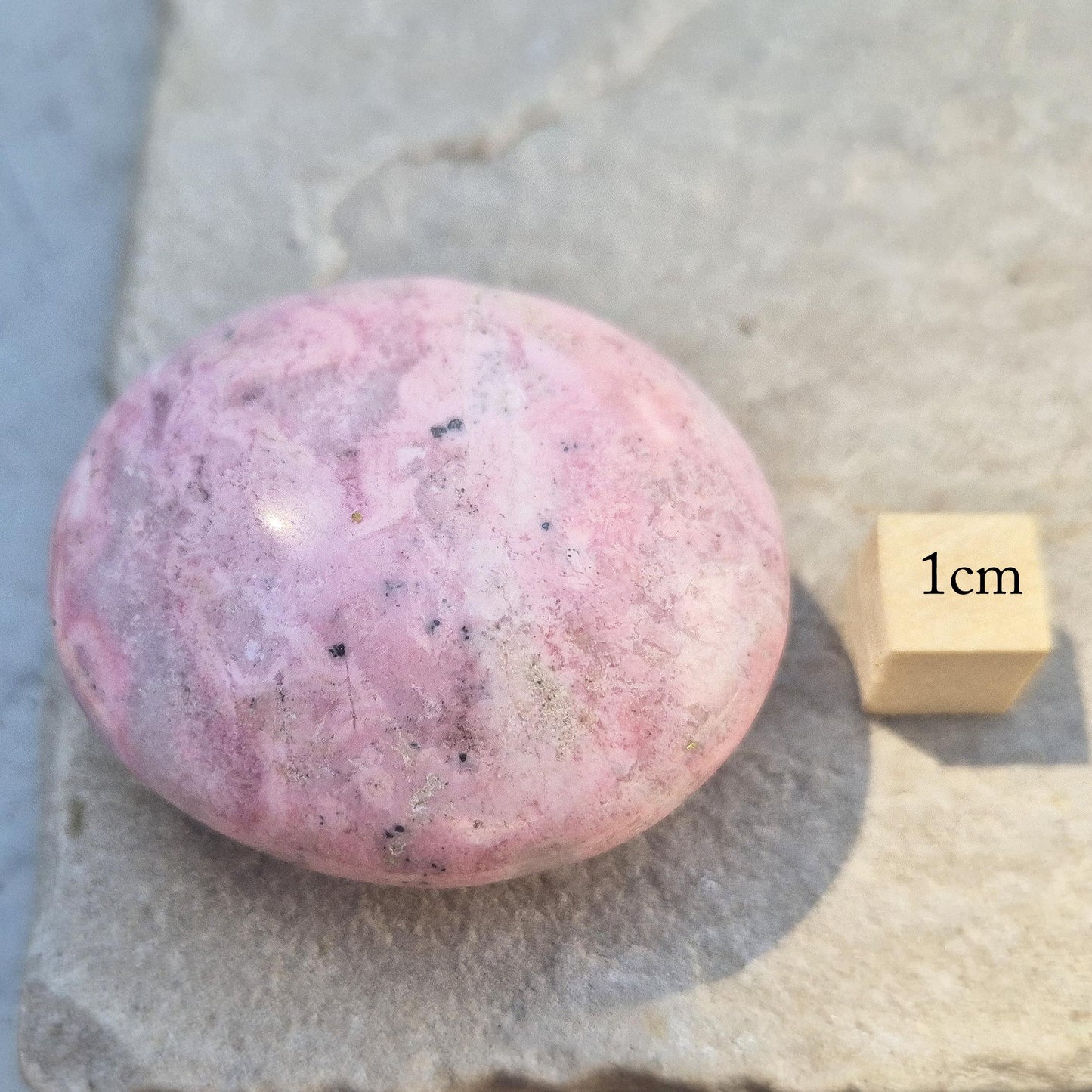 Pink Rhodonite Crystal Palm Stone