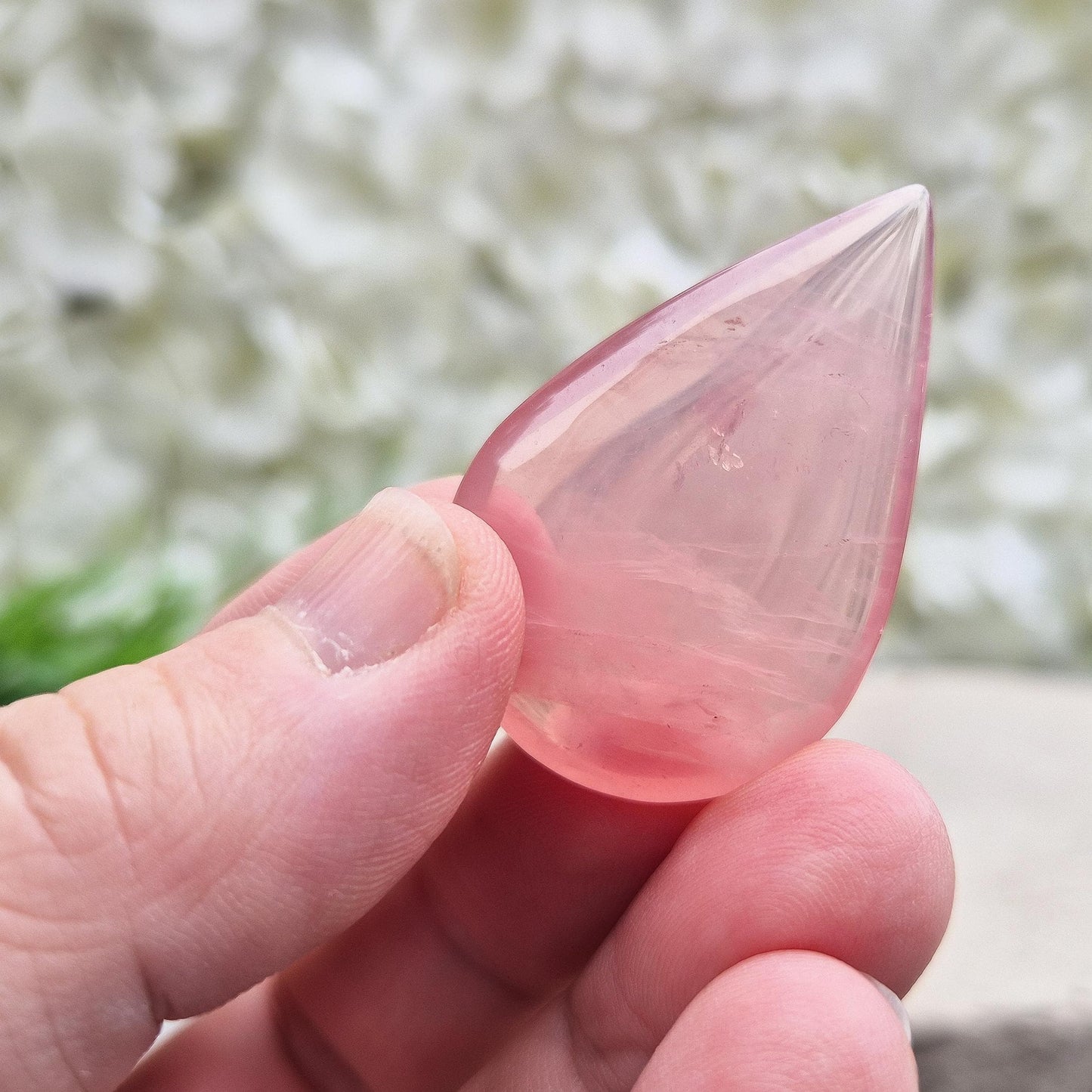 Rose Quartz Crystal - Tear Drop Shape, A grade