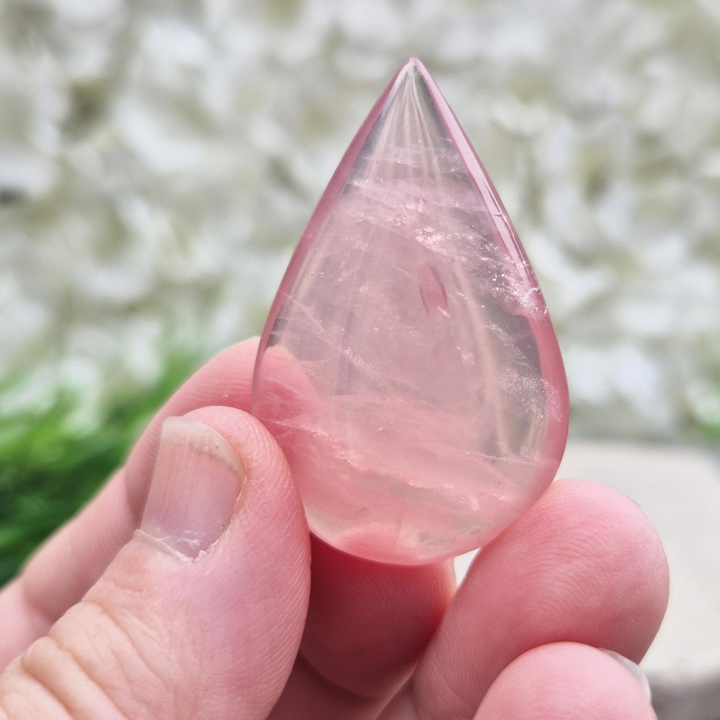 Rose Quartz Crystal - Tear Drop Shape, A grade