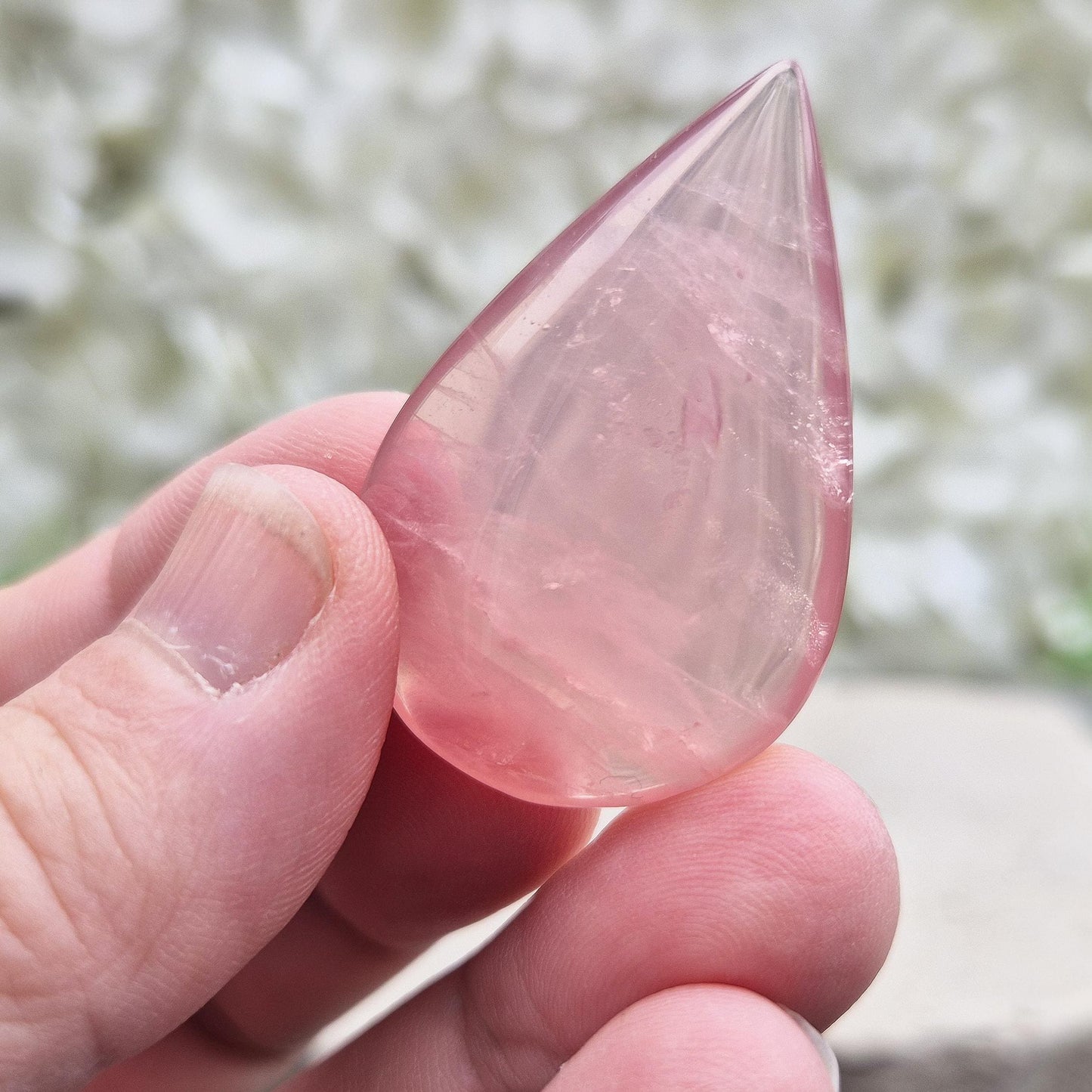 Rose Quartz Crystal - Tear Drop Shape, A grade