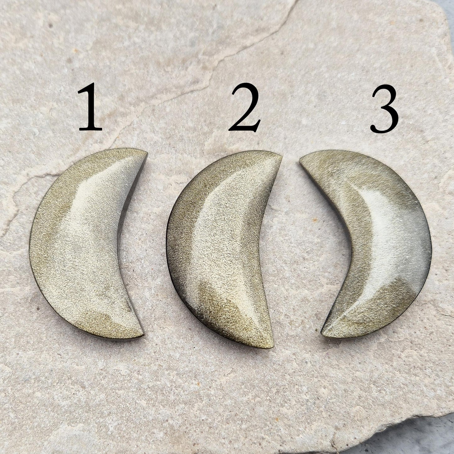 Gold Sheen Crescent Moon Shaped Crystal