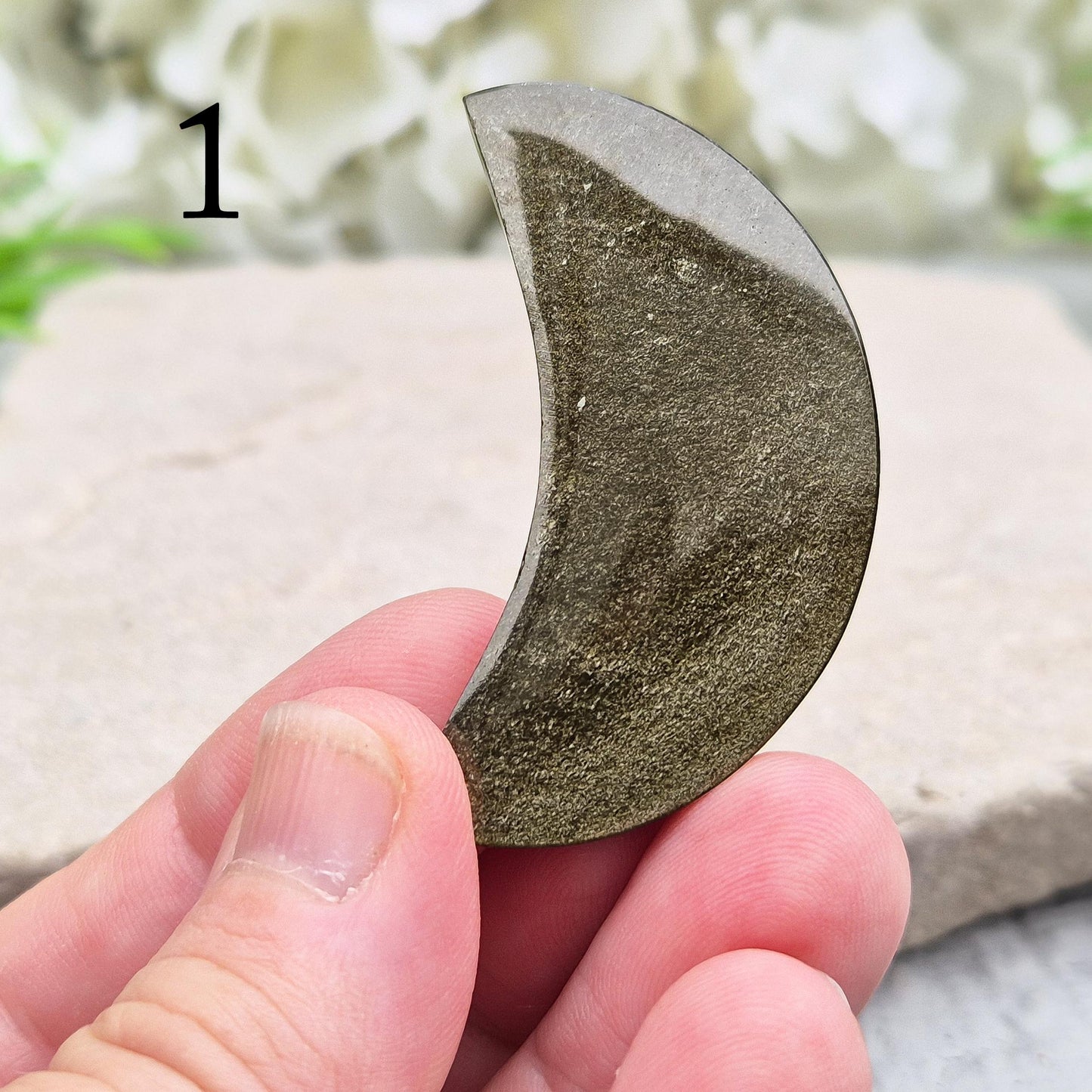 Gold Sheen Crescent Moon Shaped Crystal