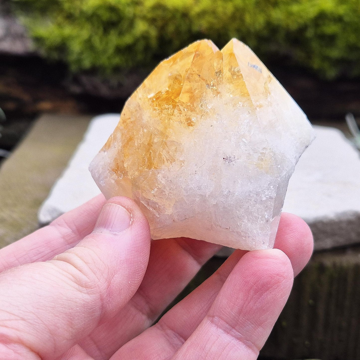 Citrine Crystal Point, Polished Double Tip, Natural Sides, Cut Base