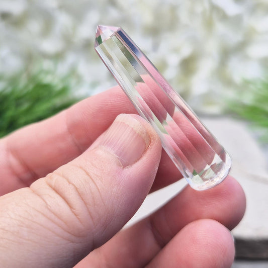 Vogel Quartz Crystal Wand with 12 sides, pointed tip, and rounded base. Designed to focus and direct energy with precision