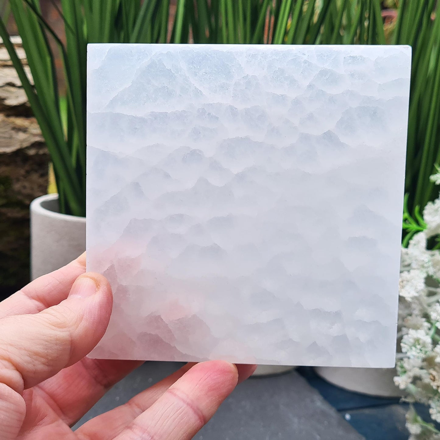 Moroccan Selenite Plate – polished, powerful tool to cleanse, charge, and display crystals or jewellery; clears negative energy naturally.