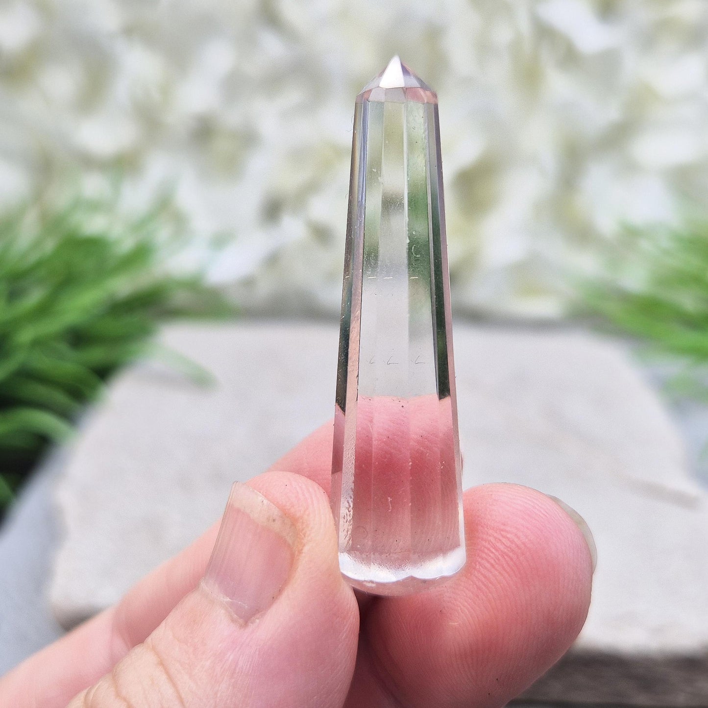 Vogel Quartz Crystal Wand with 12 sides, pointed tip, and rounded base. Designed to focus and direct energy with precision