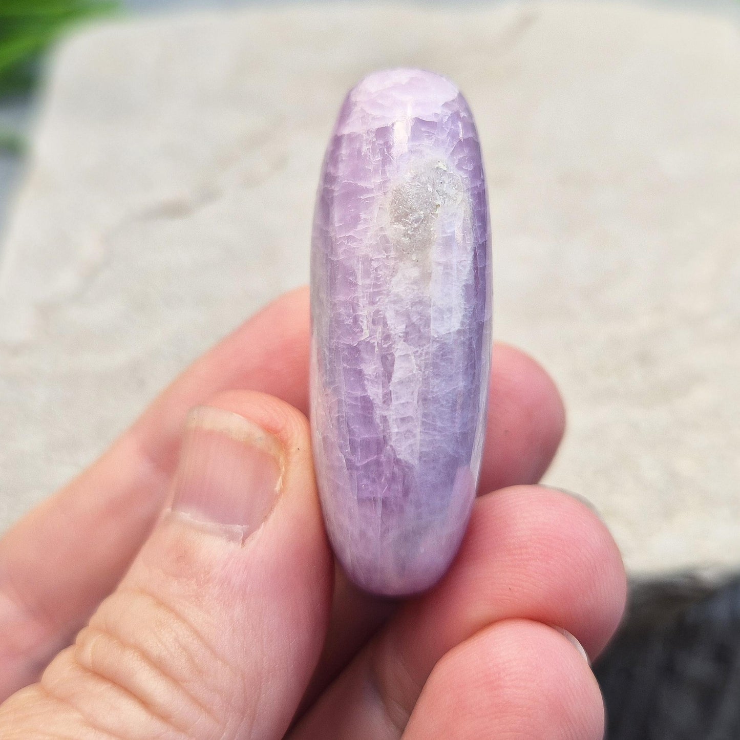 Kunzite Palm Stone - Polished Pink Lilac Kunzite Crystal, Gemstone You Can Carry With You