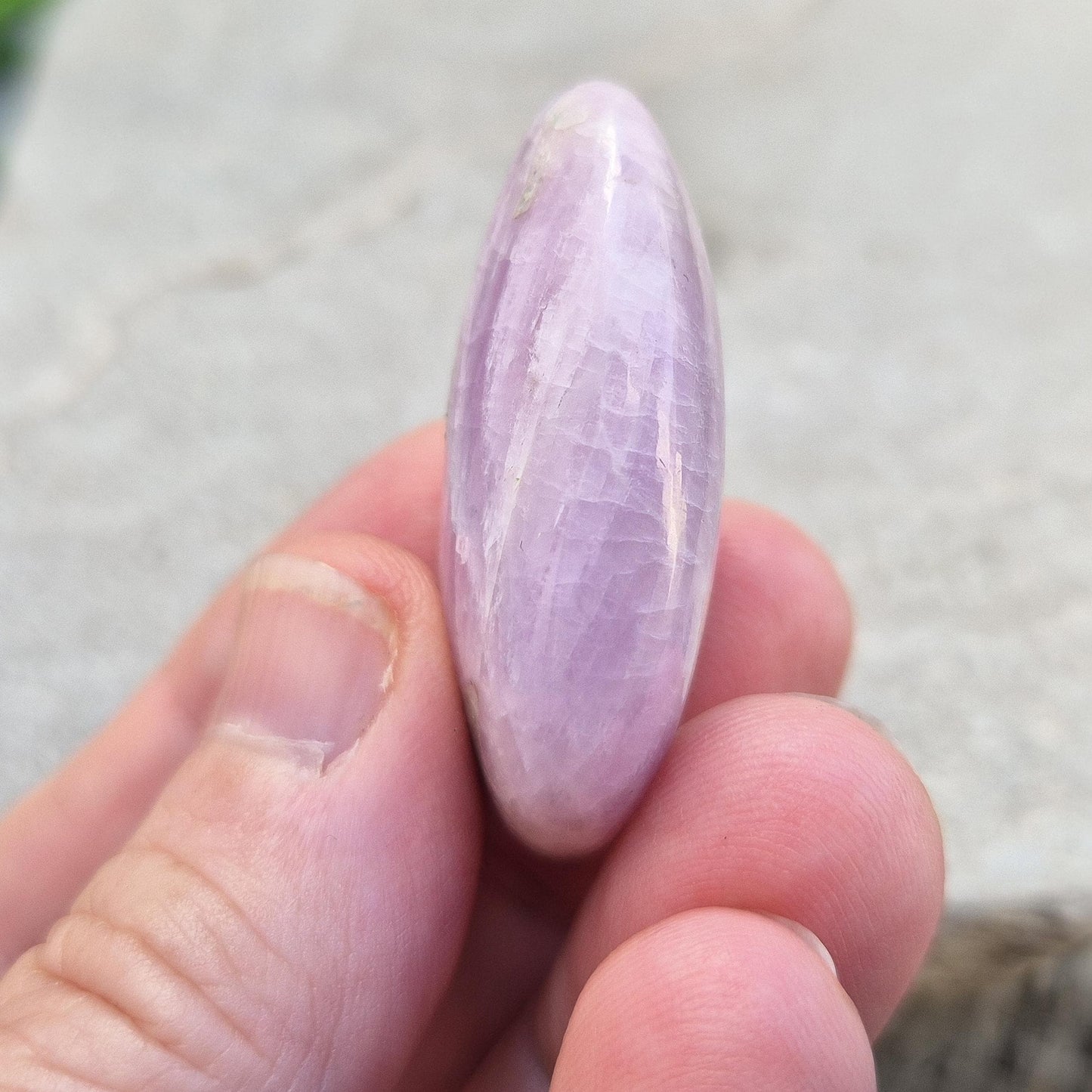 Kunzite Crystal Palm Stone - Polished Pink Lilac Kunzite Gemstone, Carry With You