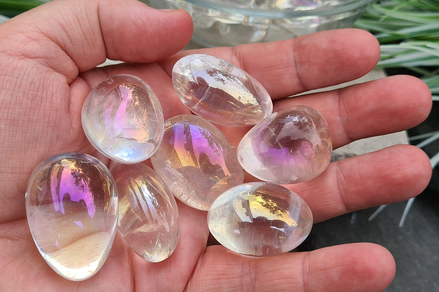 Angel Aura Quartz Crystal Tumble Stone, Rainbow Aura, Opal Aura, Unicorn Aura Quartz