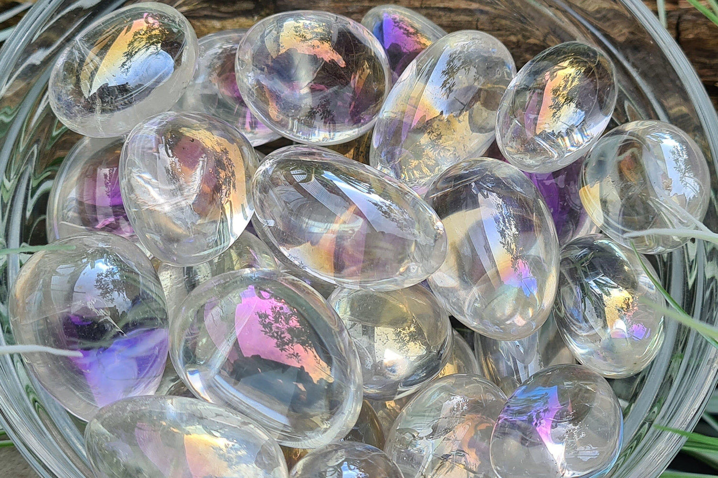 Angel Aura Quartz Crystal Tumble Stone, Rainbow Aura, Opal Aura, Unicorn Aura Quartz