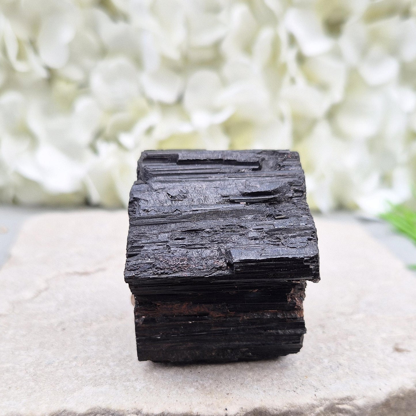 Black Tourmaline Crystal, Natural with some Mica, Use for the whole chakra system