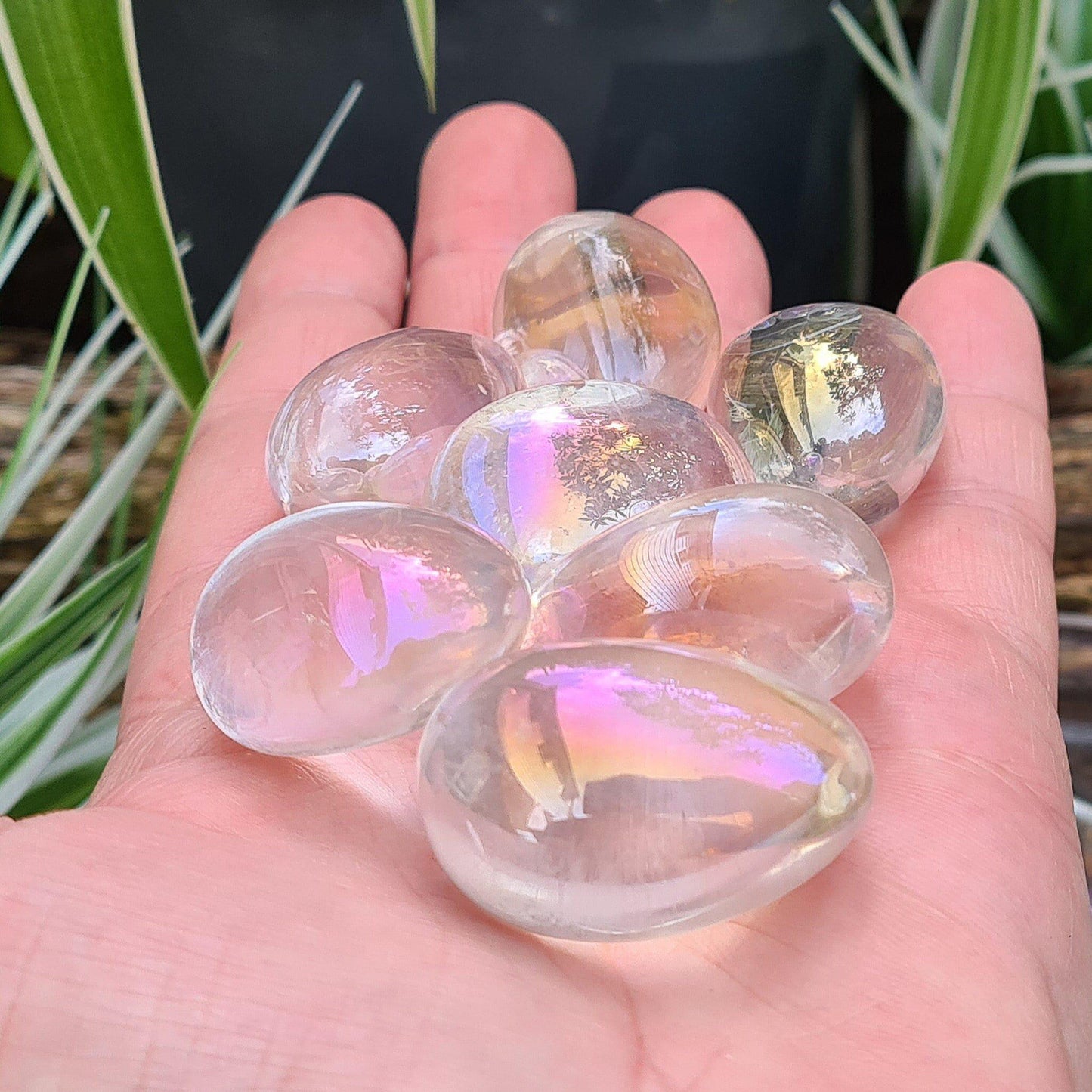 Angel Aura Quartz Crystal Tumble Stone, Rainbow Aura, Opal Aura, Unicorn Aura Quartz