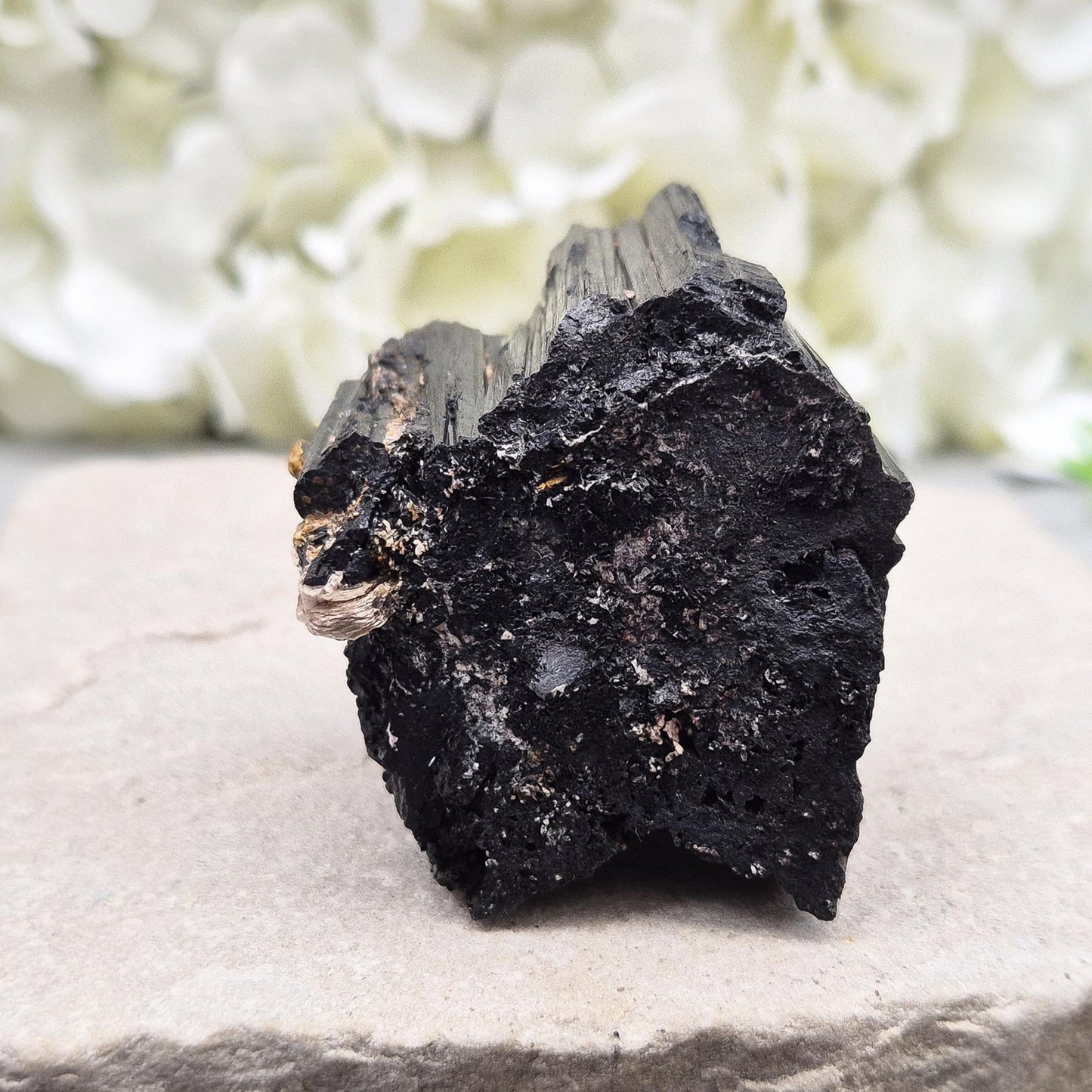 Black Tourmaline Crystal, Natural with some Mica, Use for the whole chakra system