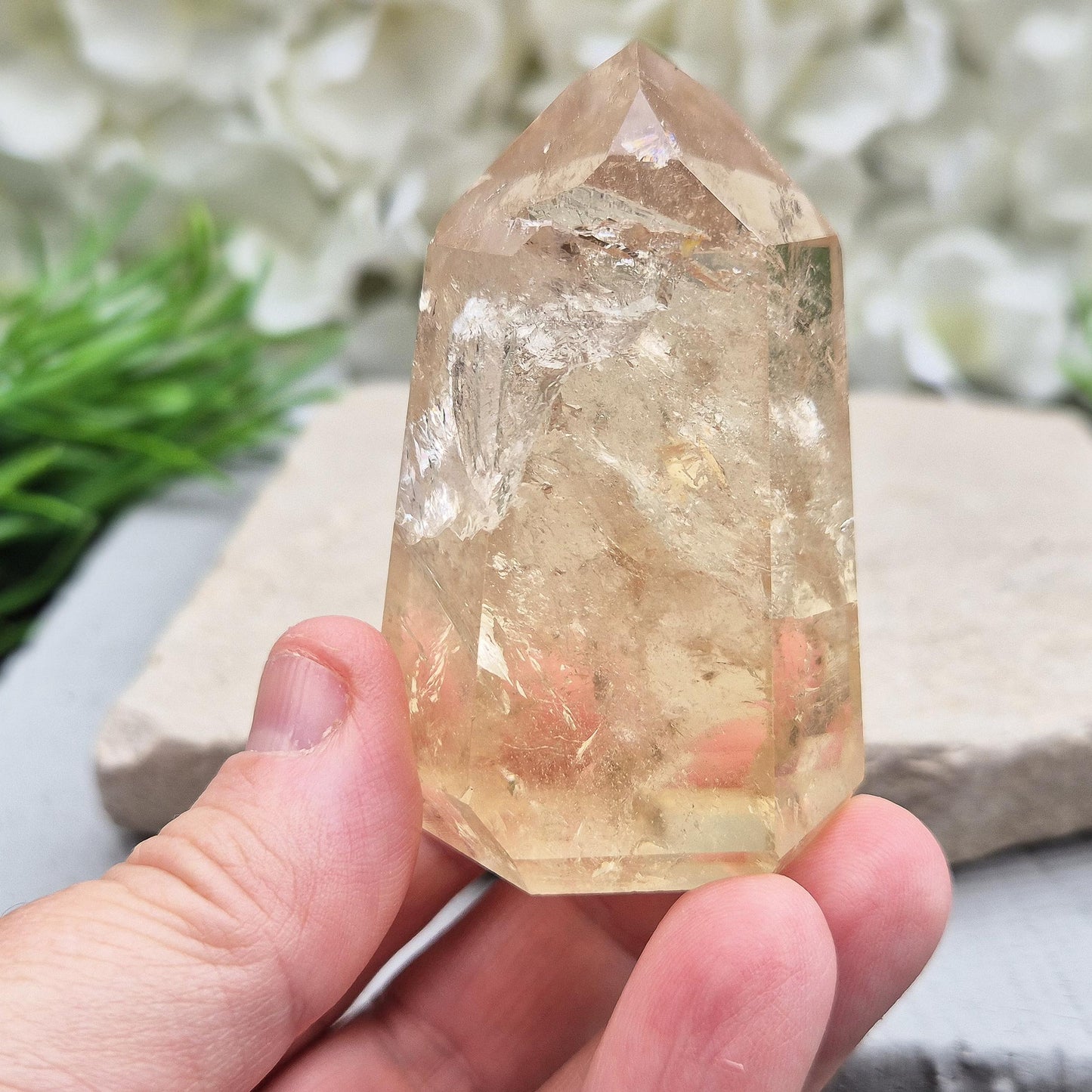 Citrine Crystal Point, Untreated Honey Color Polished Citrine