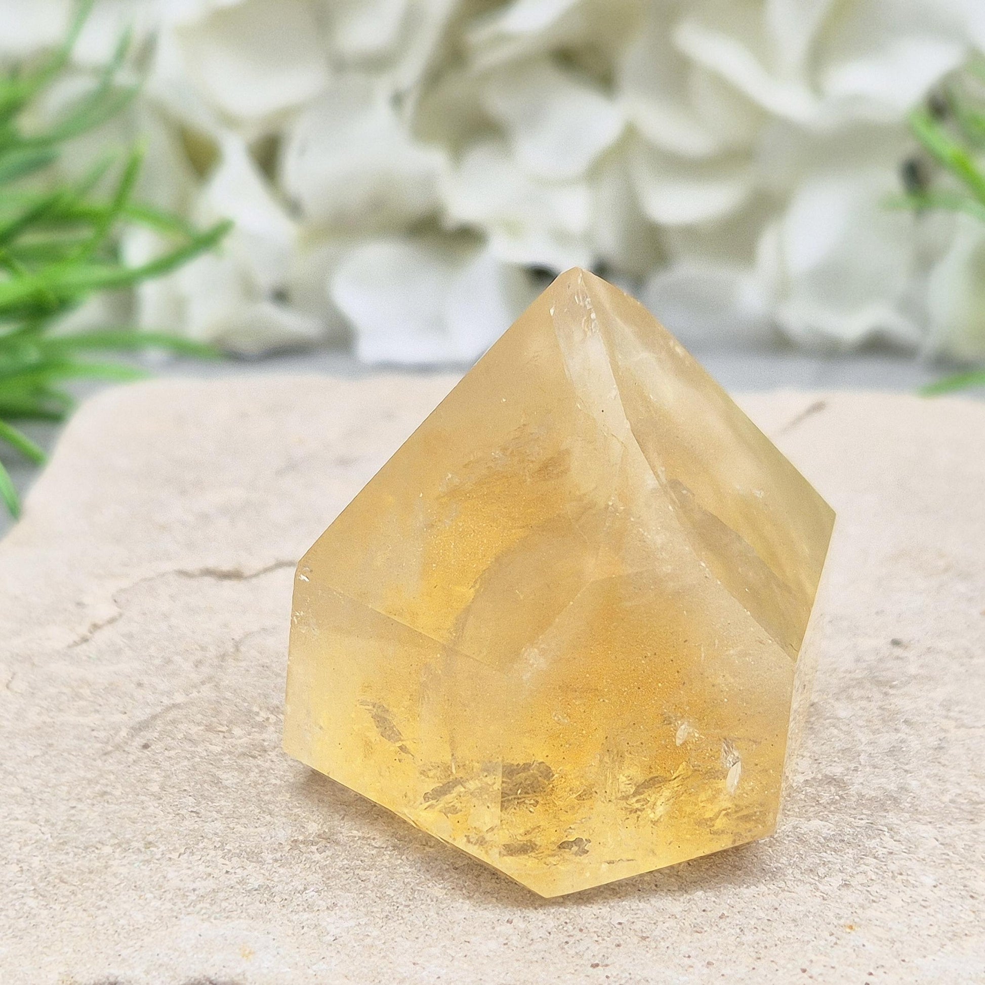 Natural citrine standing point, polished to reveal warm golden tones. Great for shelves, meditation areas, or gift for crystal enthusiasts. 