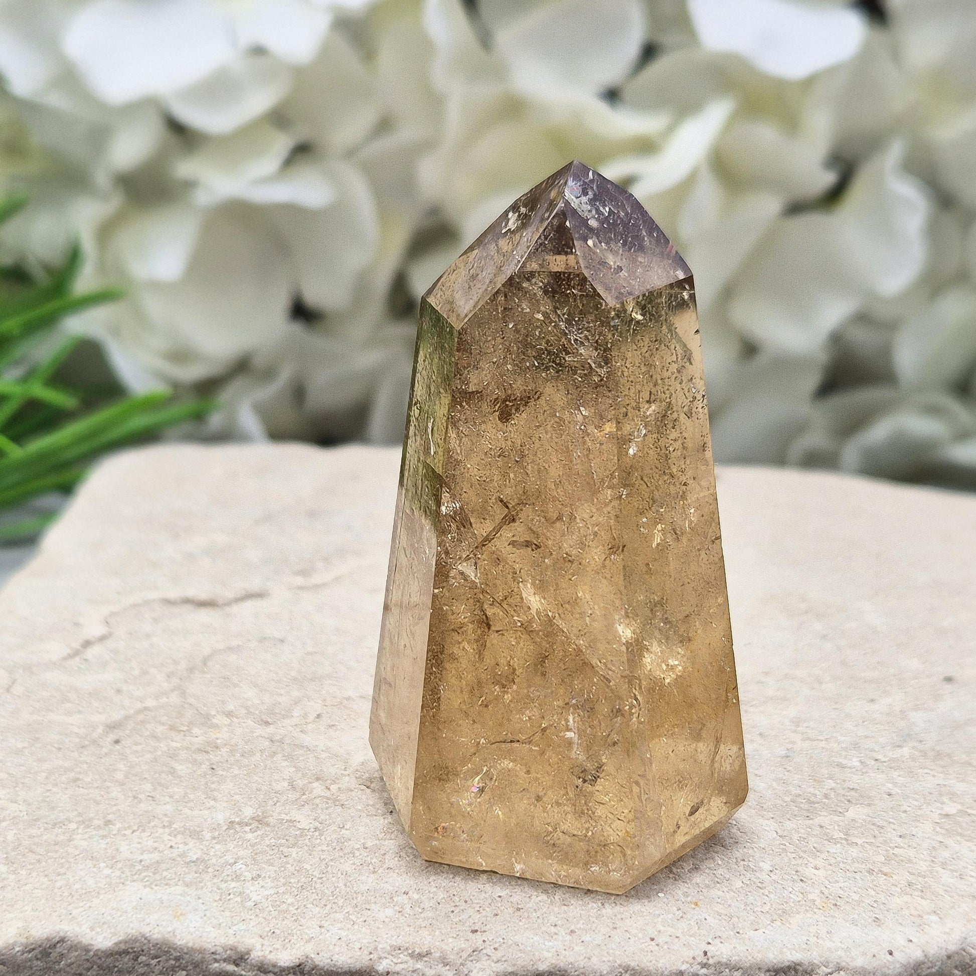natural citrine from Brazil. Ideal crystal for decorating sacred spaces or gifting to crystal enthusiasts. Polished point ideal for your home and workspace.