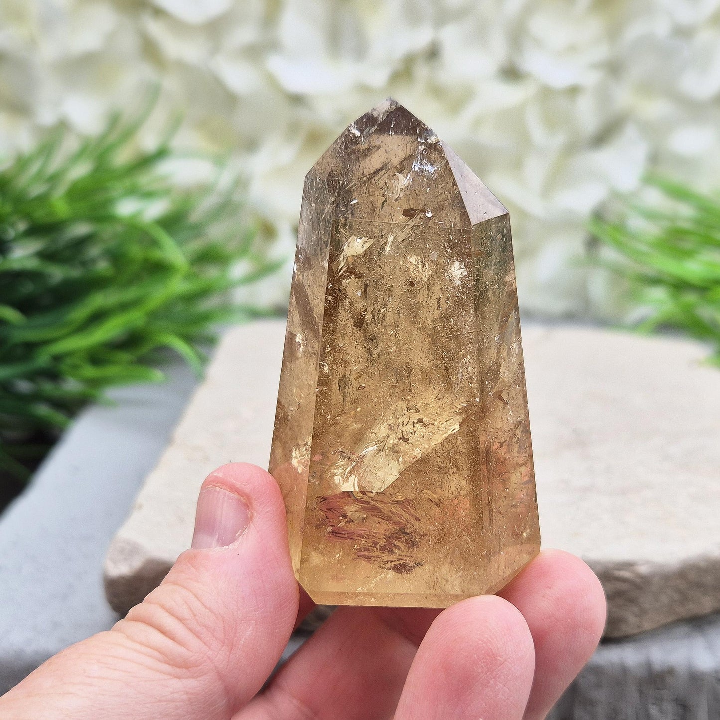 Natural Citrine Crystal Tower, Polished Dark Honey Citrine