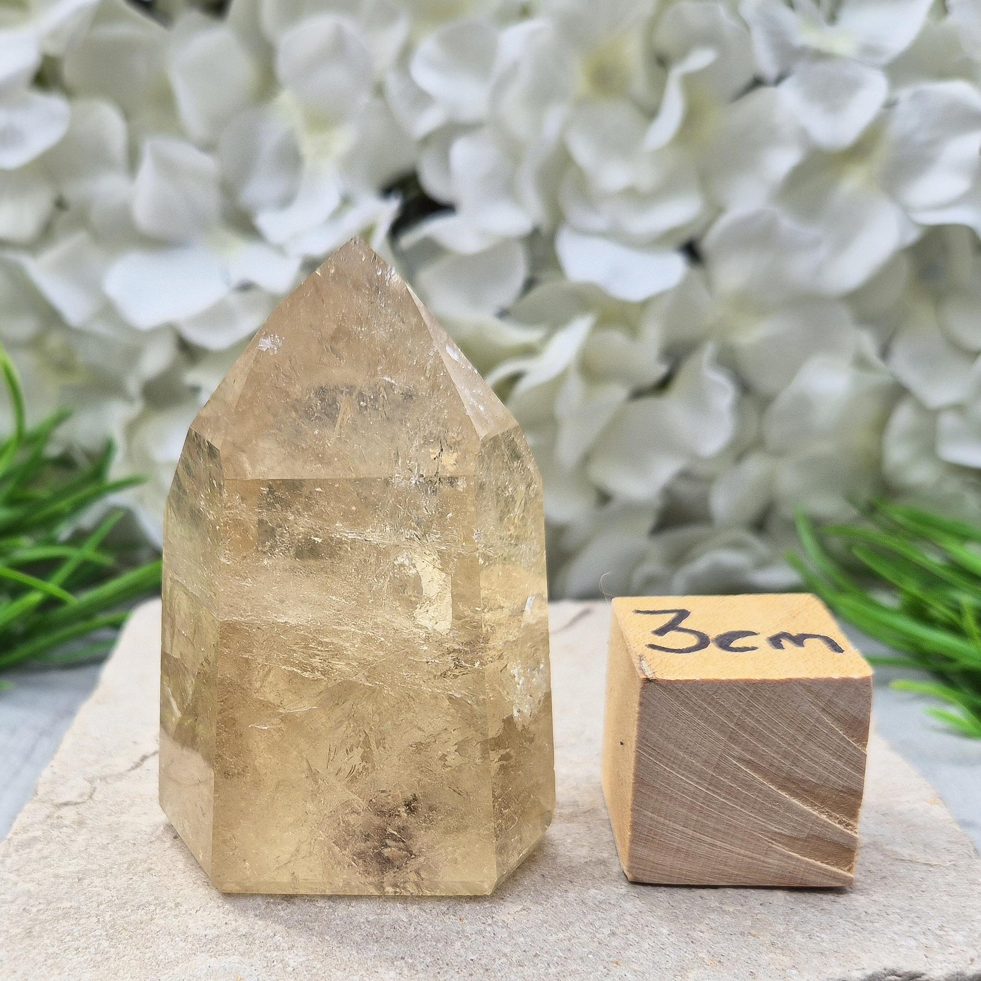 Natural polished citrine crystal point. A vibrant golden piece perfect for crystal displays, gifts, or home styling. Get rid of negative energy in your home!