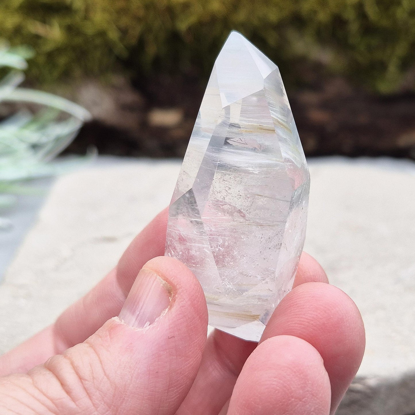 Rare Blue Tara Crystal Palm Stone with Blue Tourmaline in Quartz. Ideal for energy work, personal growth, or as a collector’s crystal. 